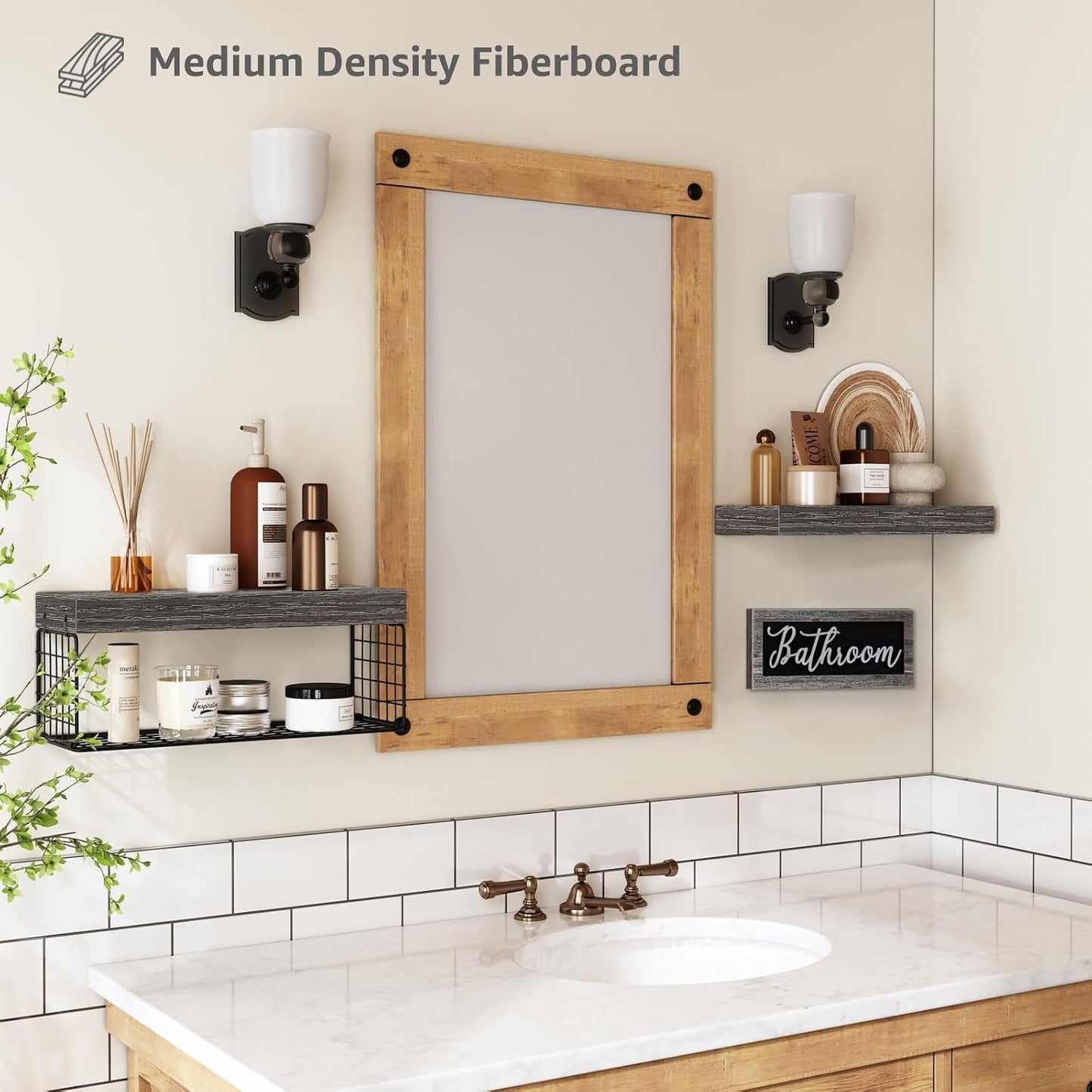 QEEIG ‎Bathroom Shelves Over Toilet - Paper Storage Wall Mounted Farmhouse Decor Decorations Aesthetic Décor Sign Small