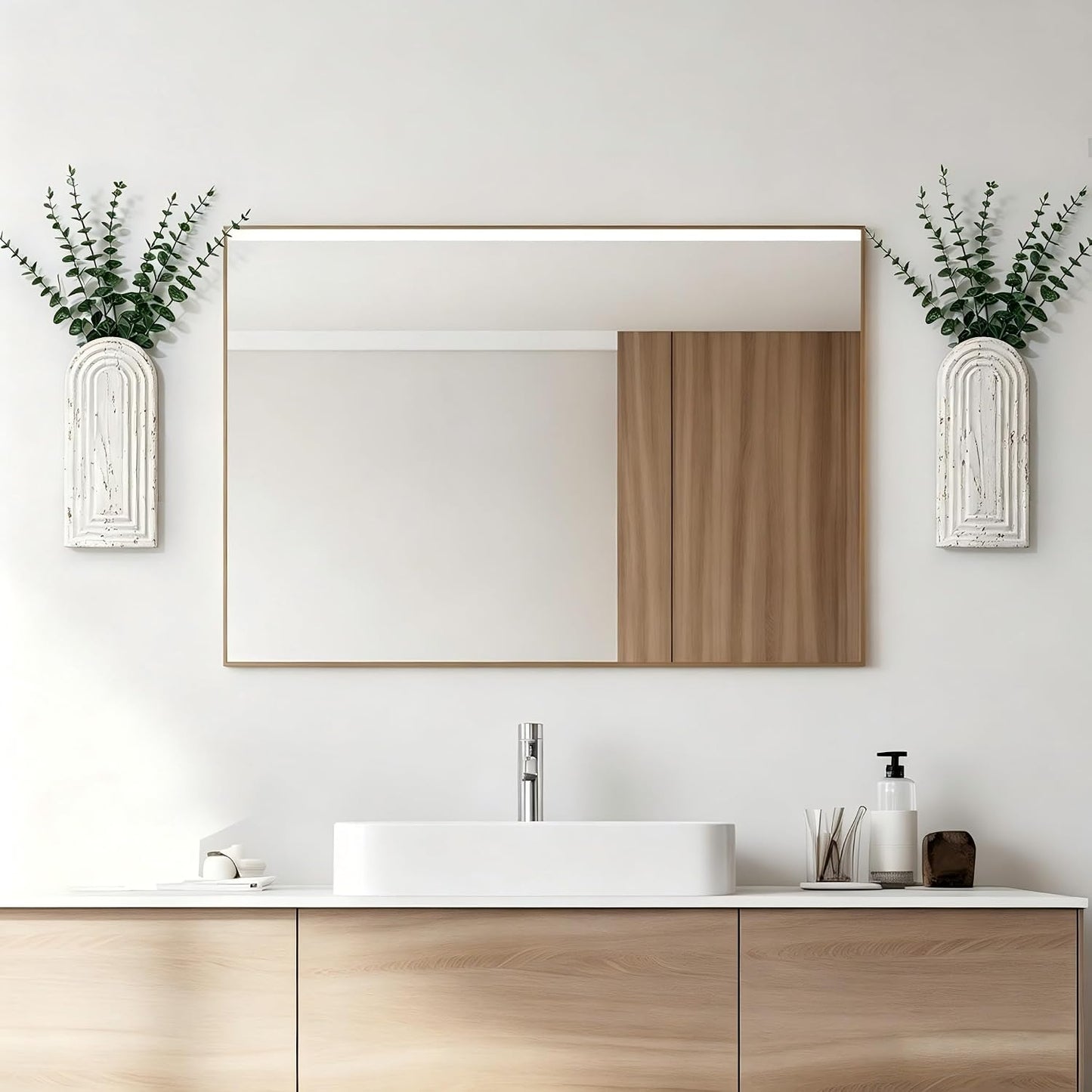 Wood Wall Hanging Planters / Washed White