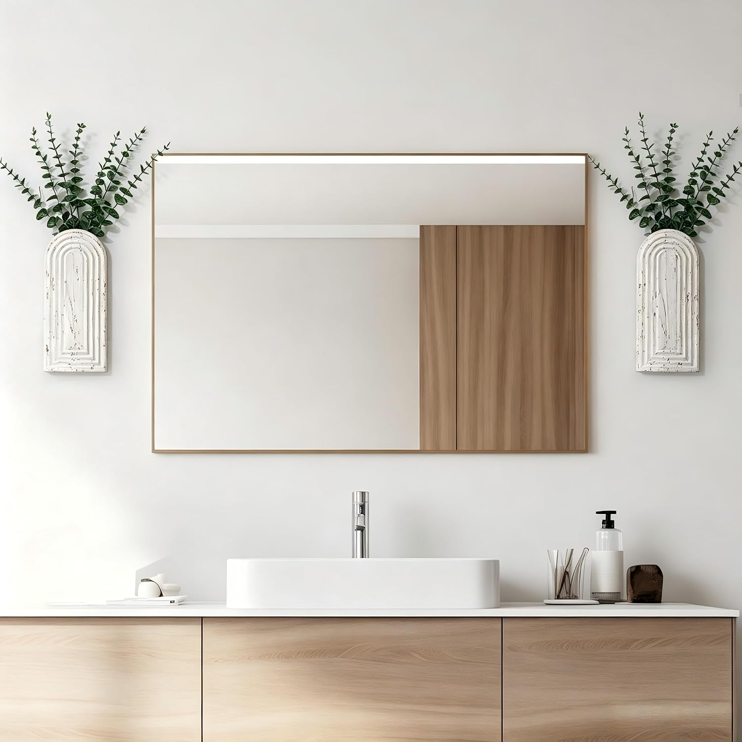 Wood Wall Hanging Planters / Washed White