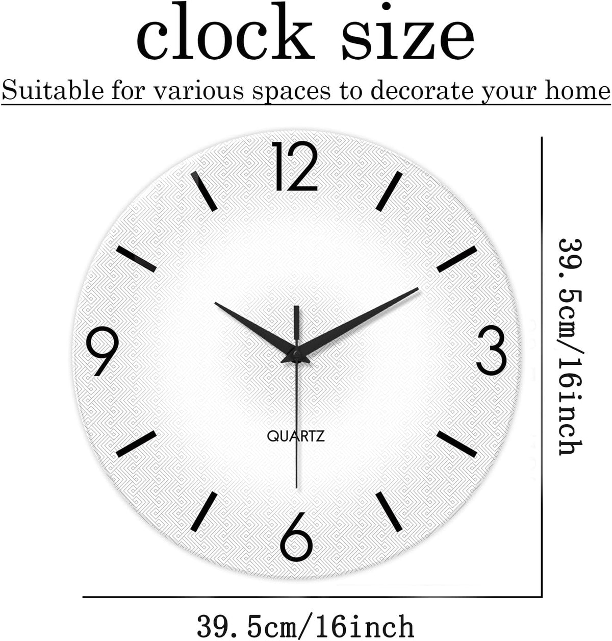 XFM Modern Simple Wall Clock 16 Inch White Minimalist | Silent Non-Ticking Battery Operated Big Size Simple Analog