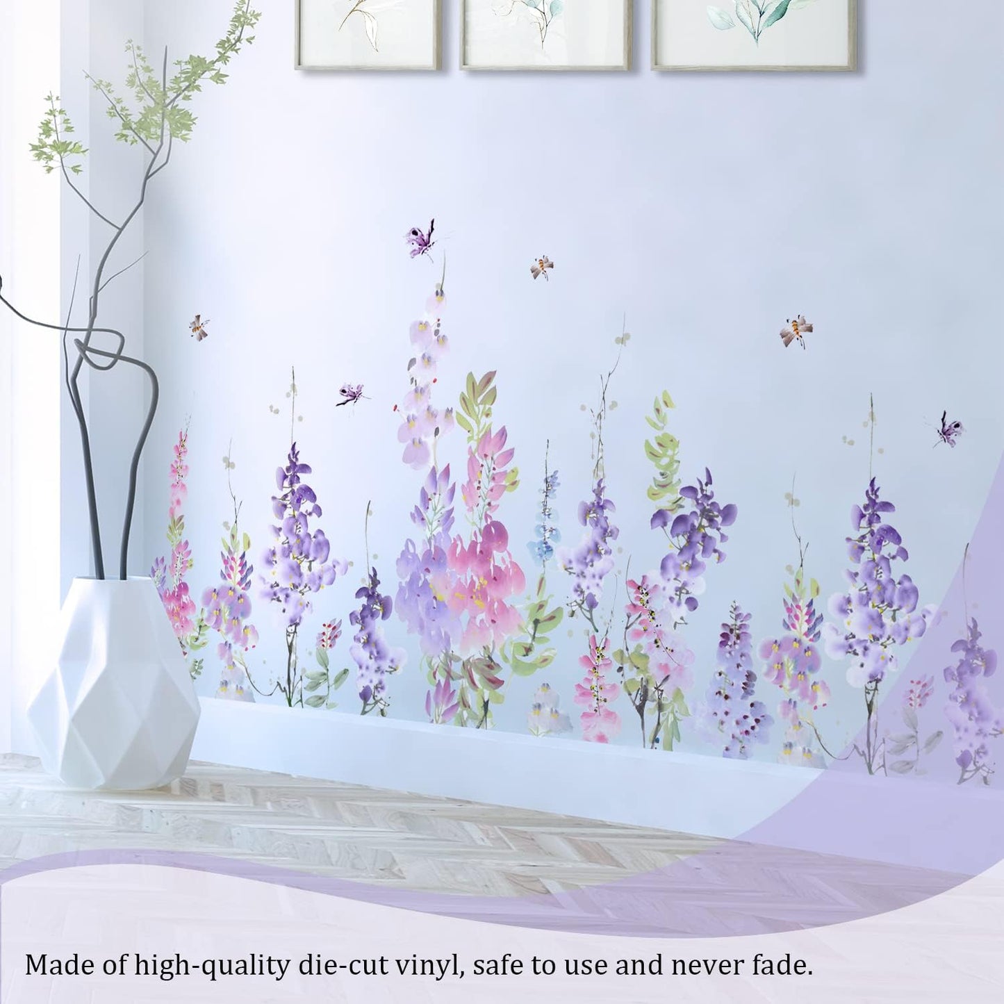 Large Hanging Floral Vinyl Wall Stickers / Flower Purple