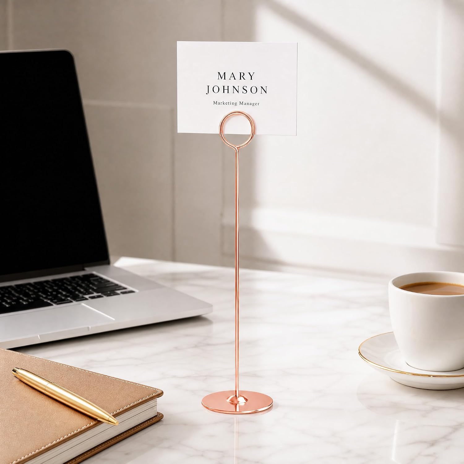 Urban Deco 12 Inch Rosegold Steel Place Card Holder,16 Pack Table Number Holder