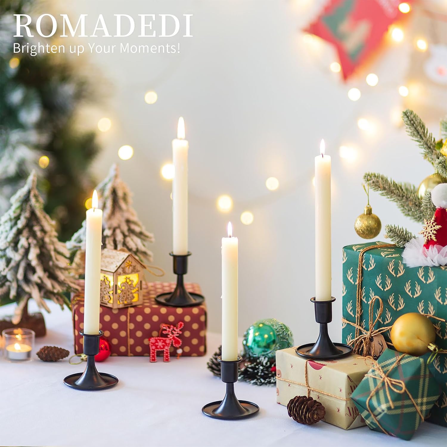 Black Candlestick Candle Holders for Taper ：12 PCS Romadedi Candle Stick Holder Set Vintage Table Centerpiece Halloween