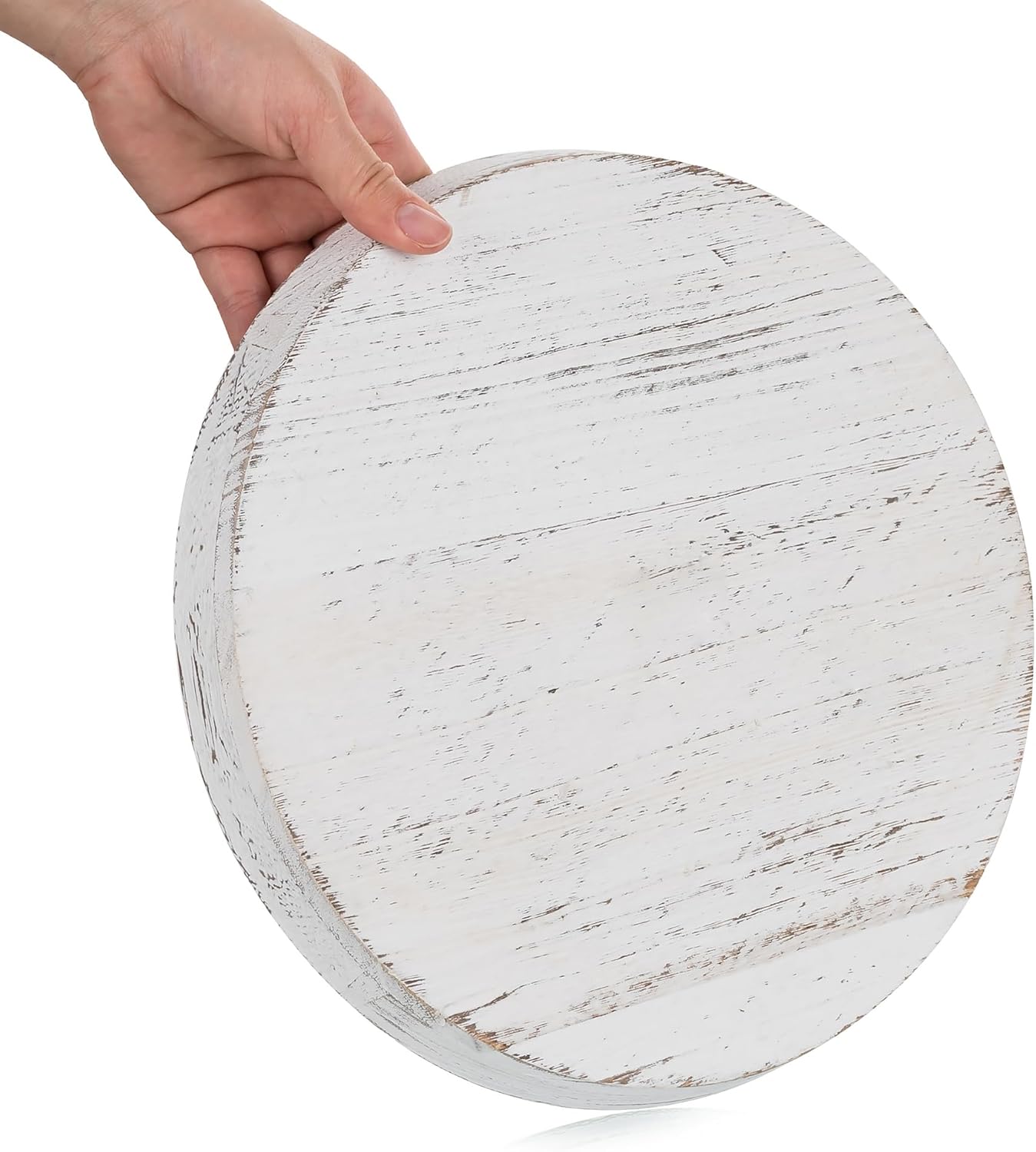 Rustic Wooden Tray Candle Holder / Distressed White