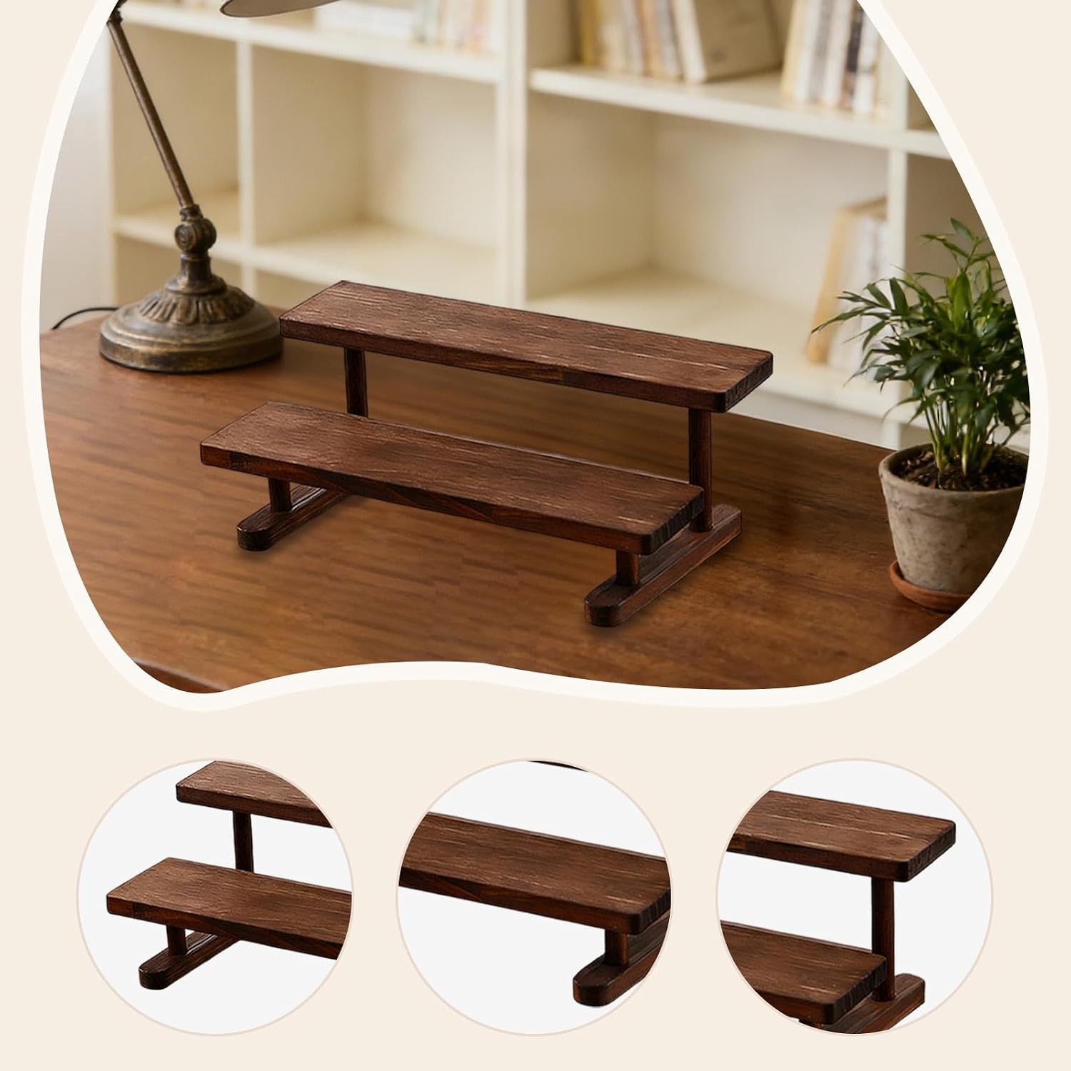 Wood Display Riser Figure Display Stand Decoration Tiered Perfume Organizer for Crafts / 2 Tier