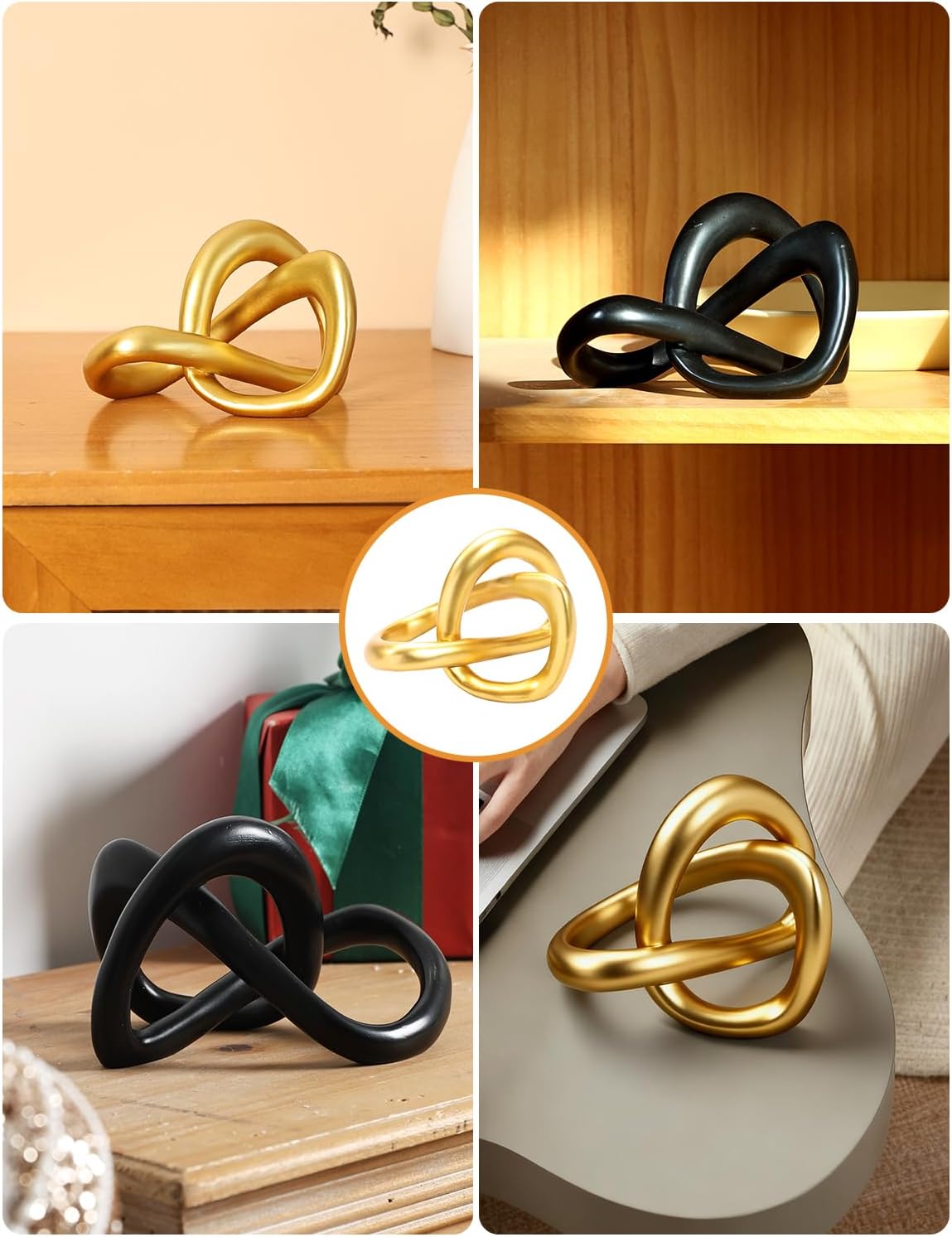 Modern Knot Sculpture Statue / Gold