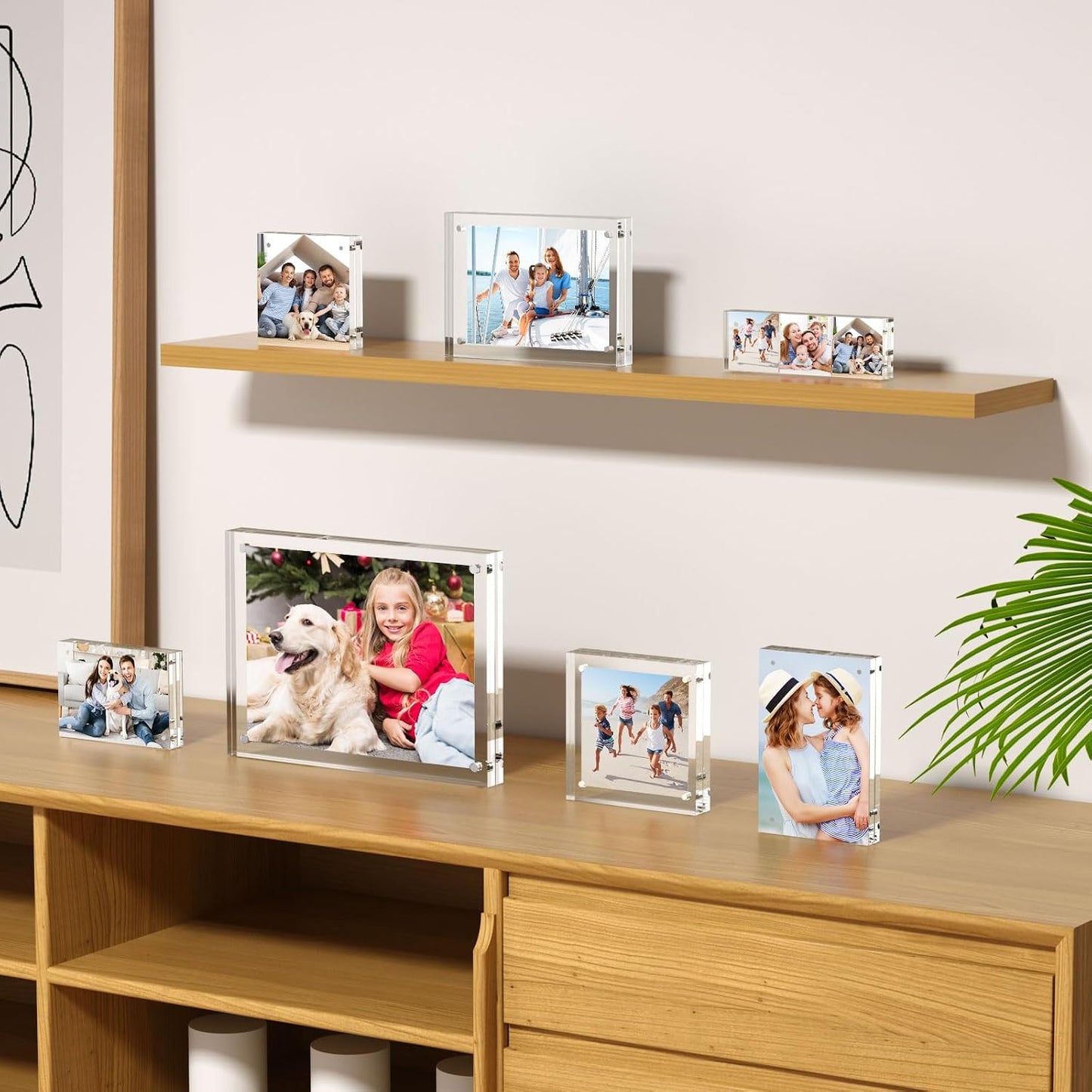 AITEE 4x6 Acrylic Picture Frames 3 Pack, Clear Picture Frames，20% Thicker | Freestanding Double Sided Magnetic Acrylic