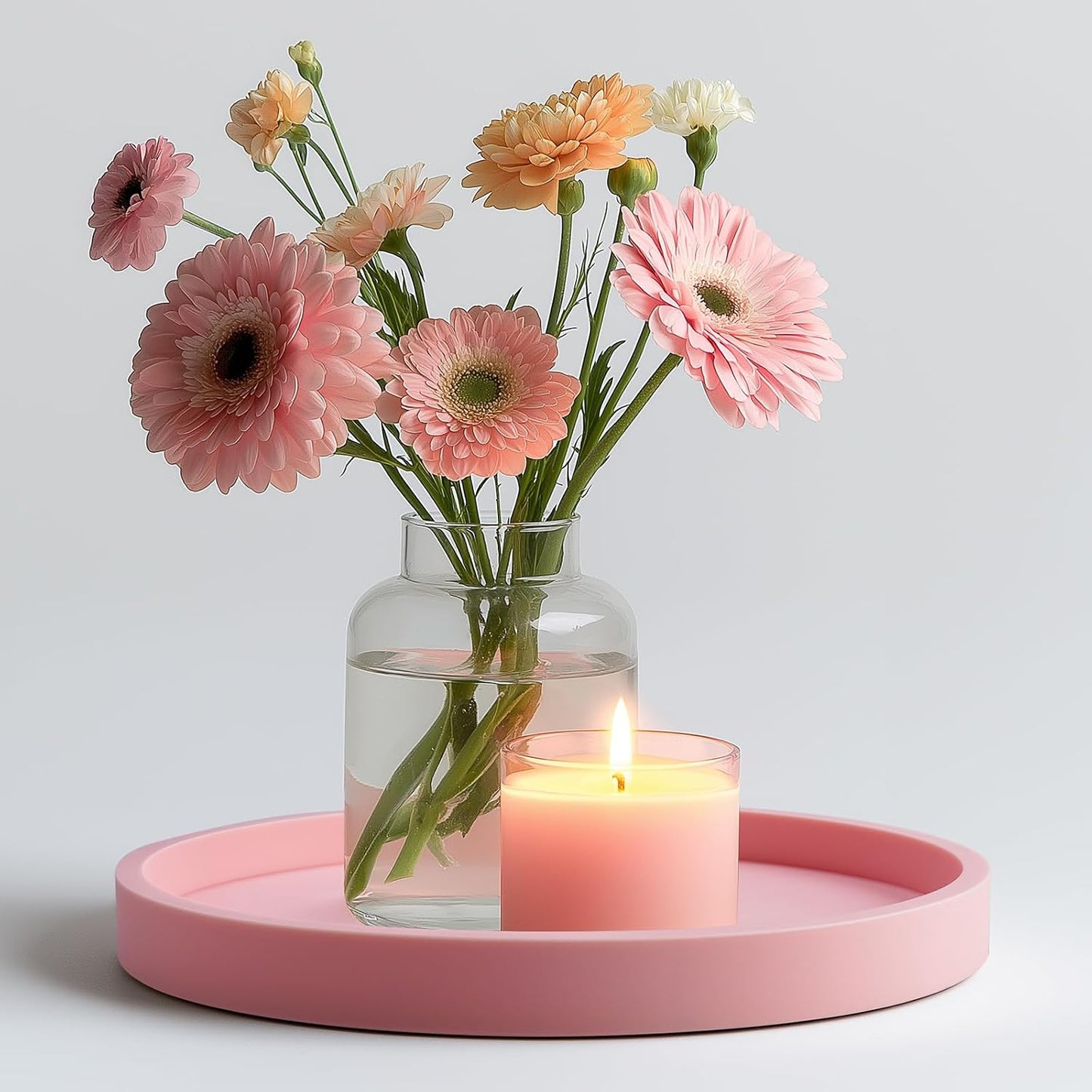Thickened Silicone Vanity Organizer Tray / Pink