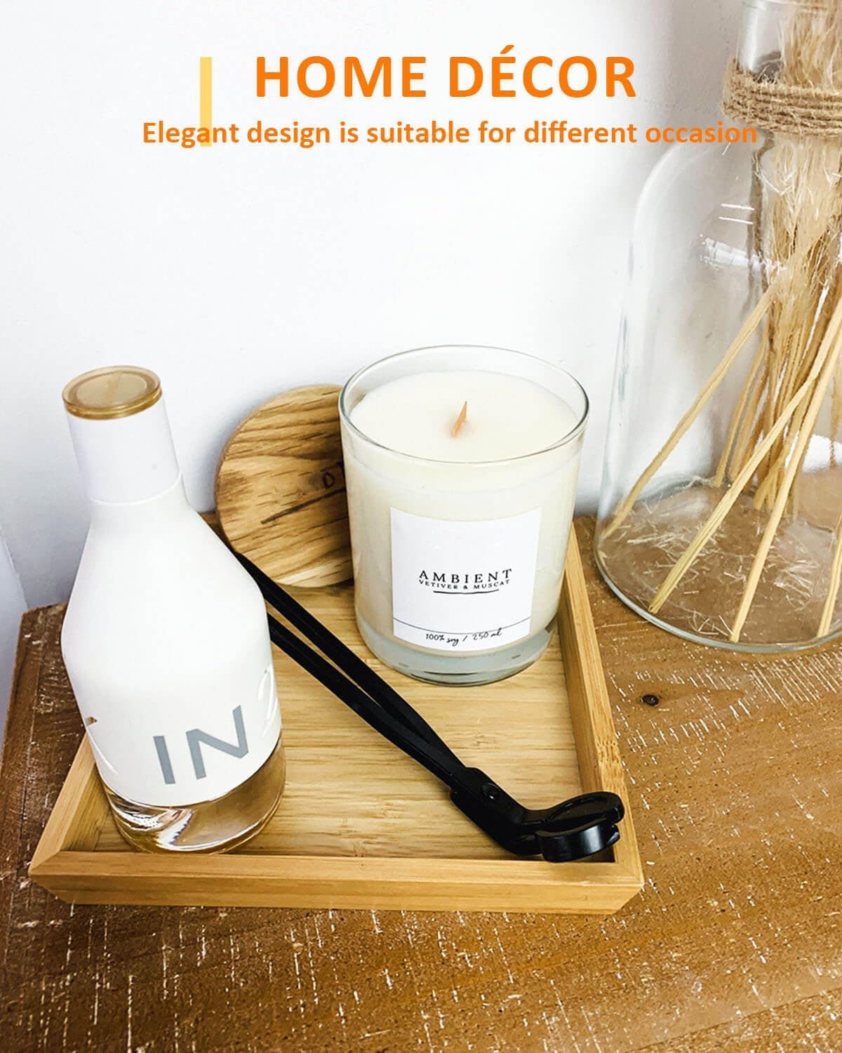 Black 5 in 1 Candle Care Kit, Elegant Candle Wick Trimmer Set, Candle Lighter Set, Candle Snuffer, Candle Tray, Candle