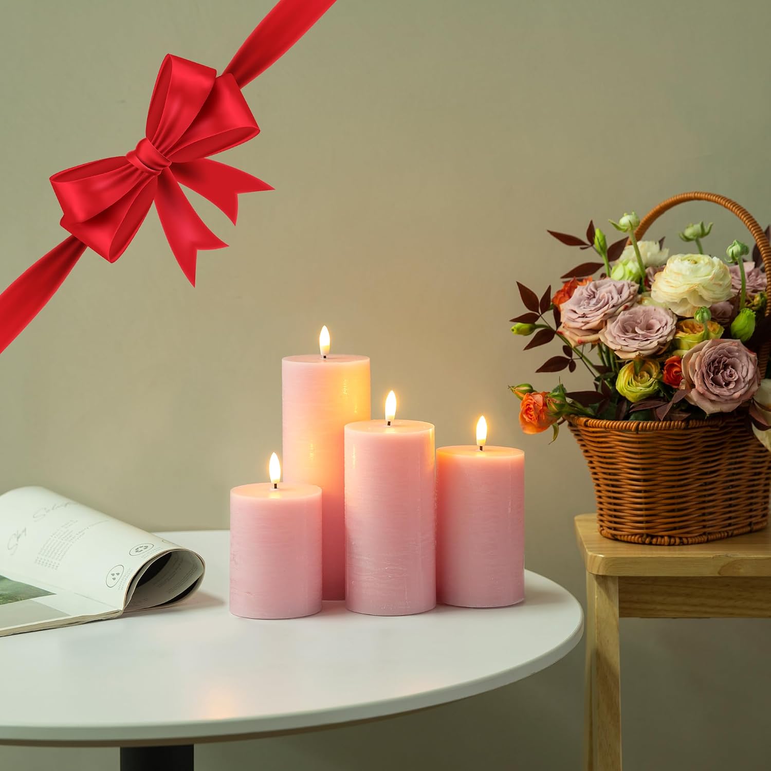 LUSHARBOR Flameless Candles, 4 Pack Battery Operated Candles with Remote, Real Wax LED Fake Candles with Timer