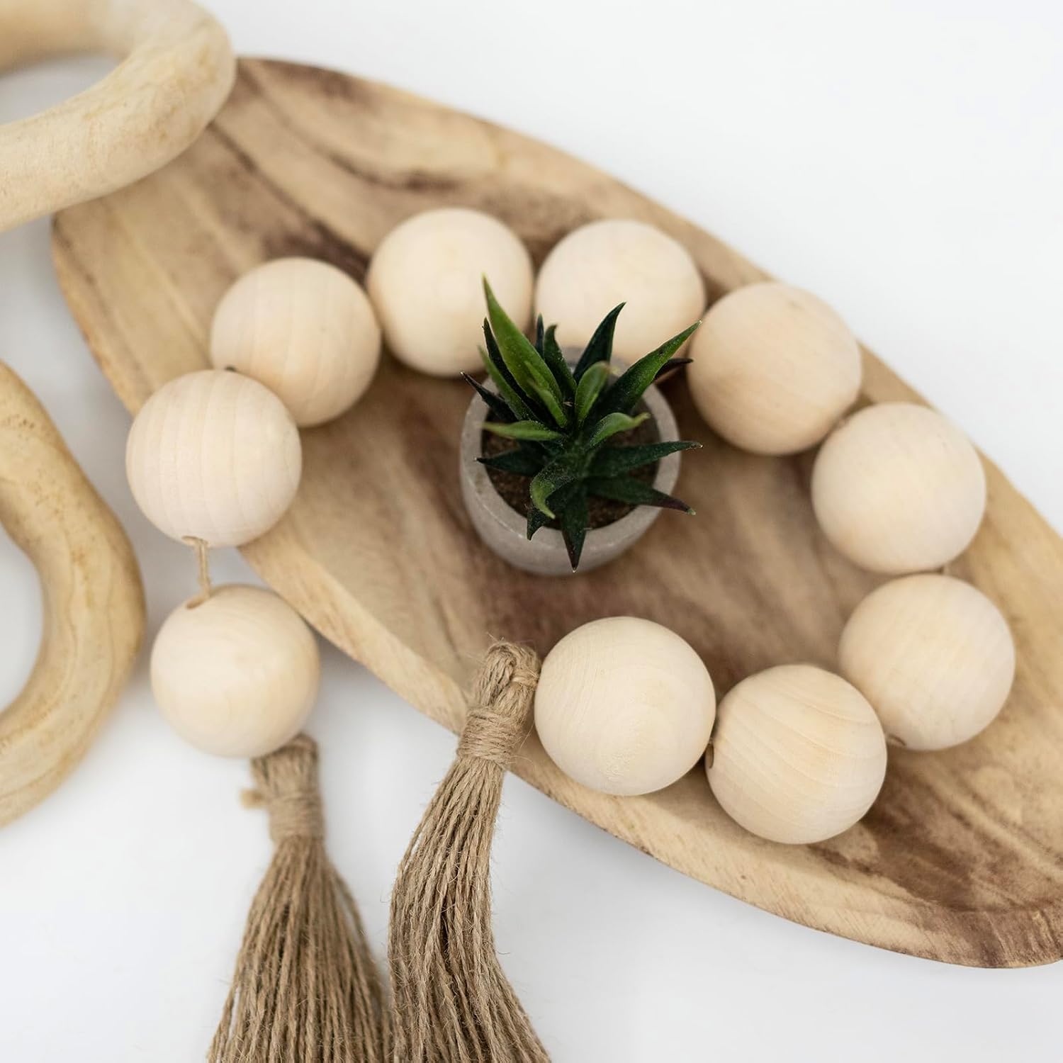 Wooden Garland / Extra Large Wood Bead Garland / 32 Inches / Natural