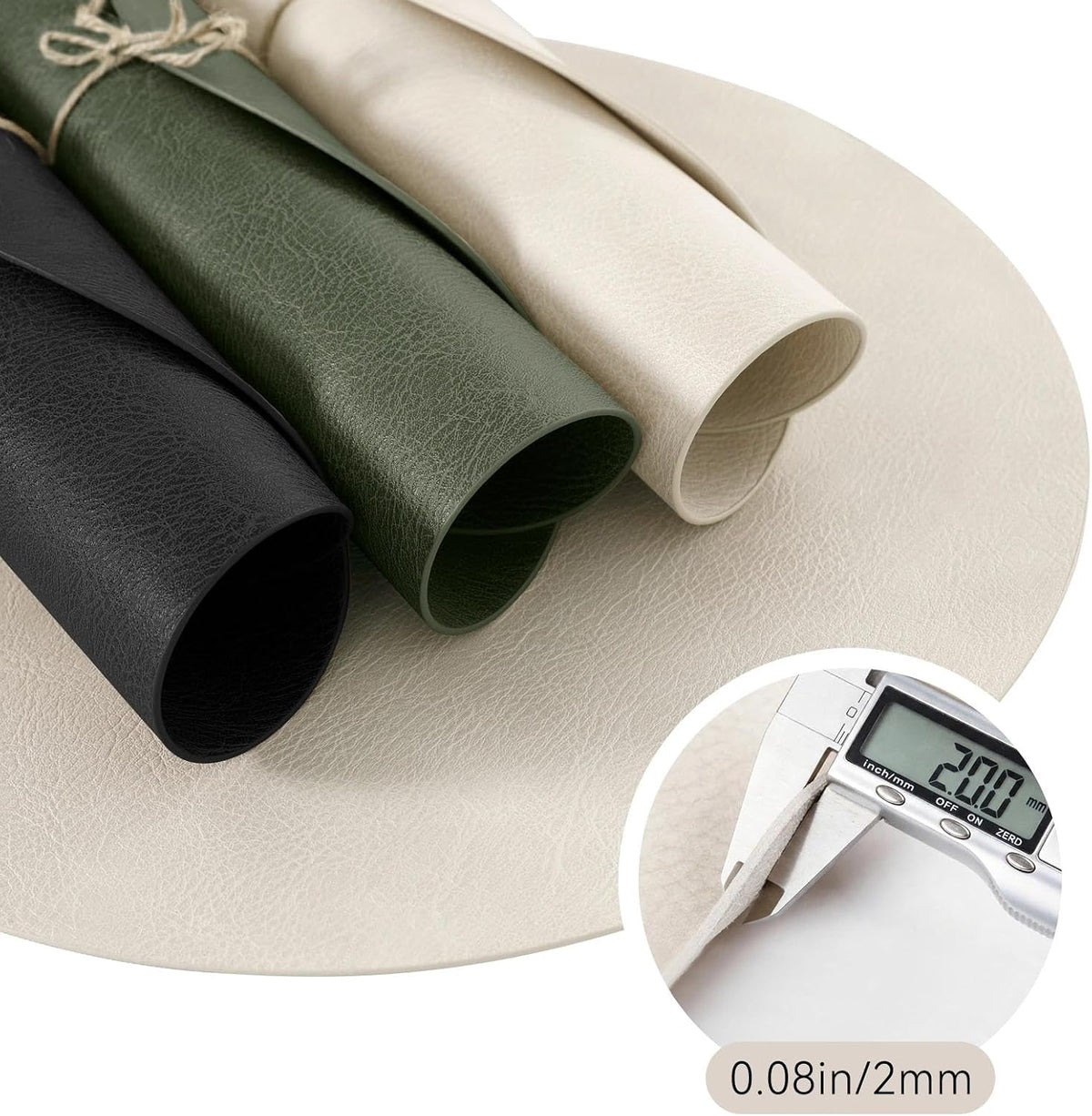 MOSAYT 13 Inch Round Vinyl Placemats Set of 8 - Faux Leather 100% Waterproof Oil-Proof Wipeable PU Place Mats, Heat