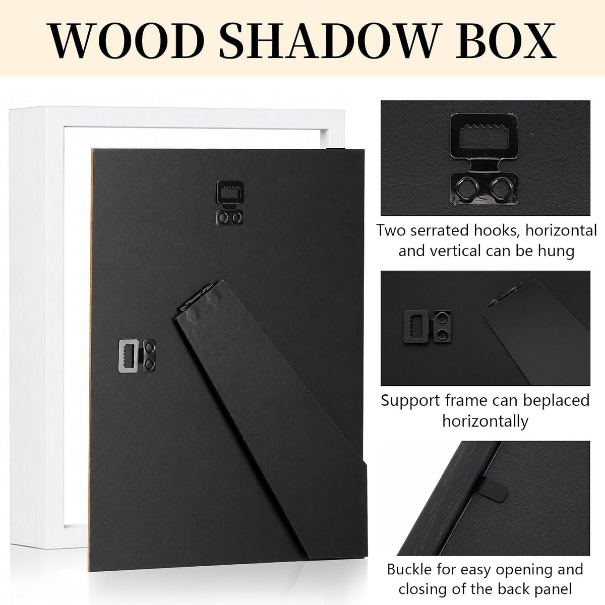 Shadow Box Frame 8"x 10" - 4 Pack Wood Deep Shadowbox with Glass | Shadow Boxes Display Cases Suitable for Photos
