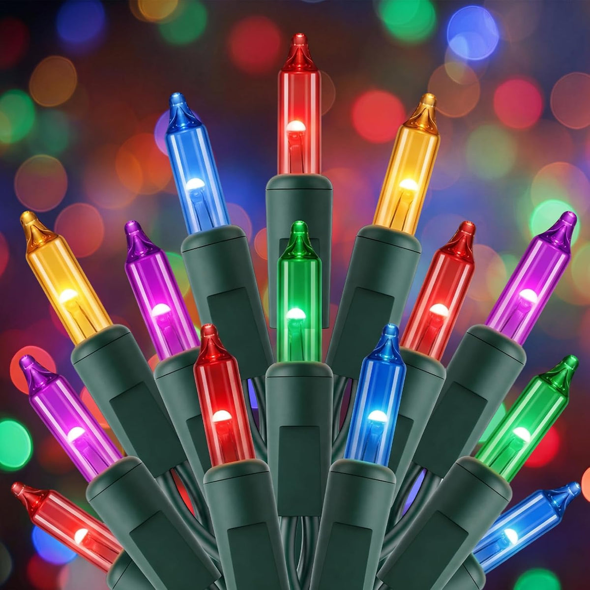 Minetom Multicolor Christmas String Lights 200 Count 40 Feet, Green Wire