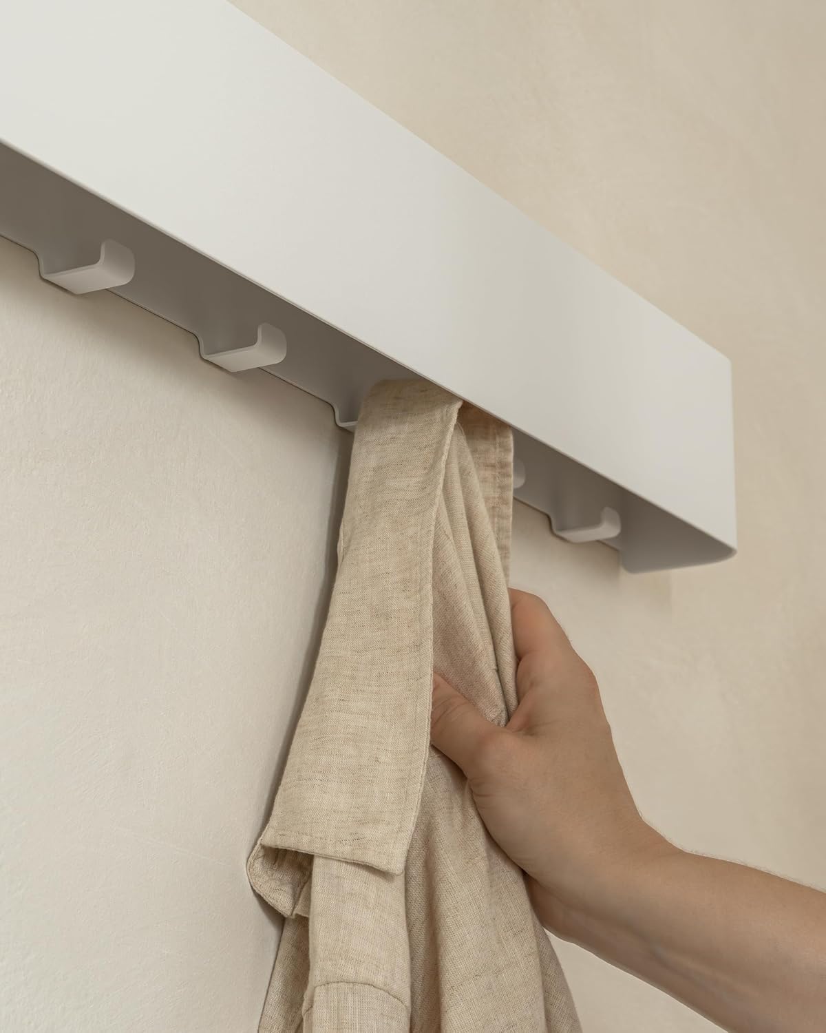 Kazai. Coat Rack Wall Mount with Shelf 'Tone' | Modern Design Coat Hanger with Hidden Hooks and Storage | Hat Rack with