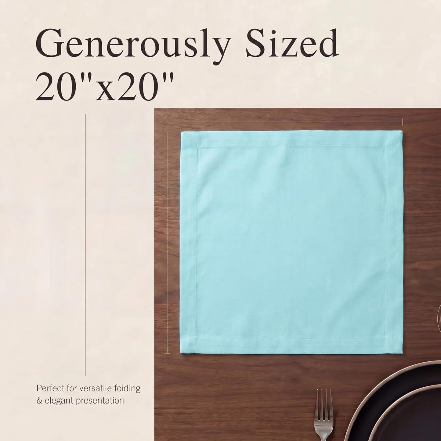 Urban Villa Cloth Napkins Cotton 20x20 (Set of 12) Aqua