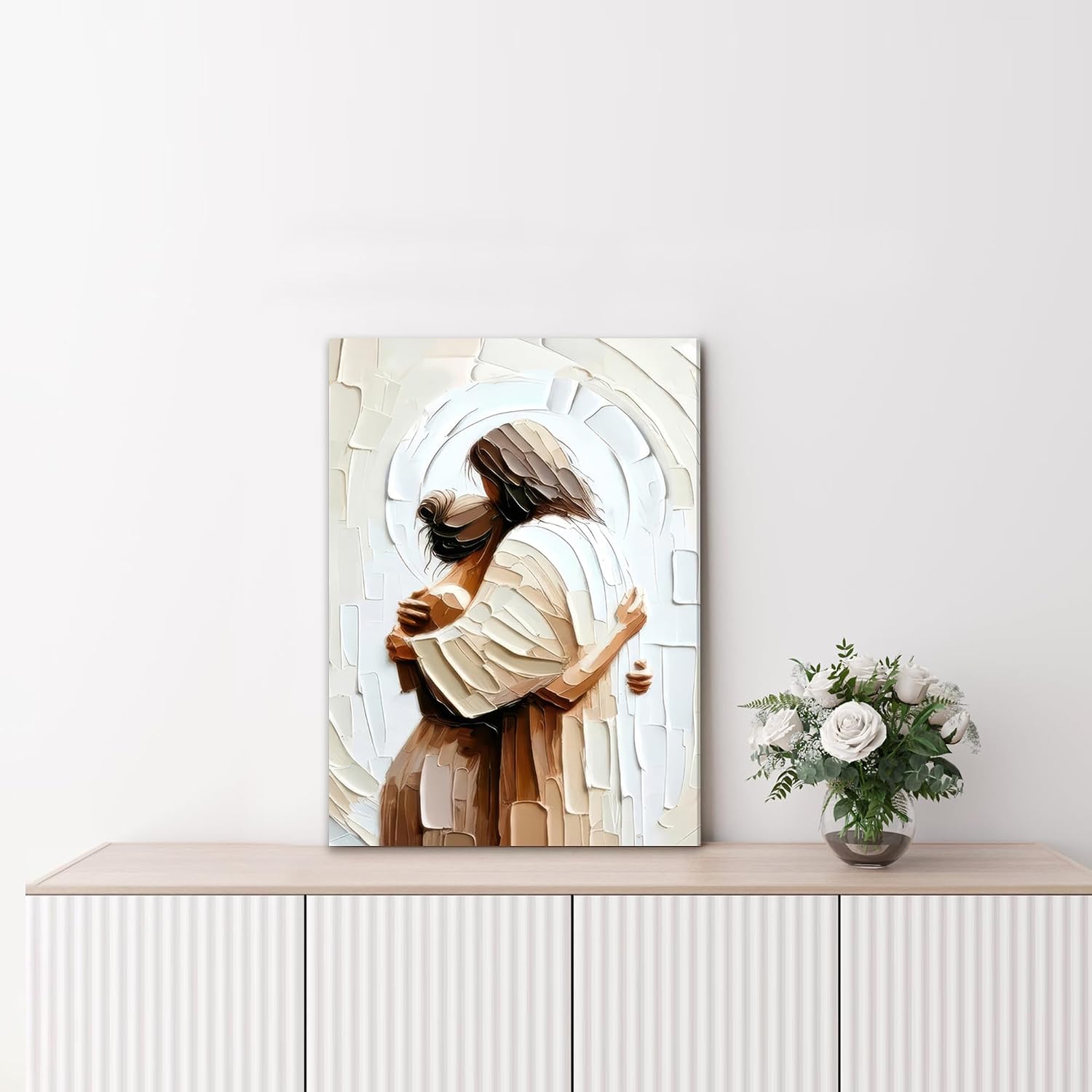 Jesus Embracing Woman Canvas Wall Art / 16"L x 12"W / Jesus Hug
