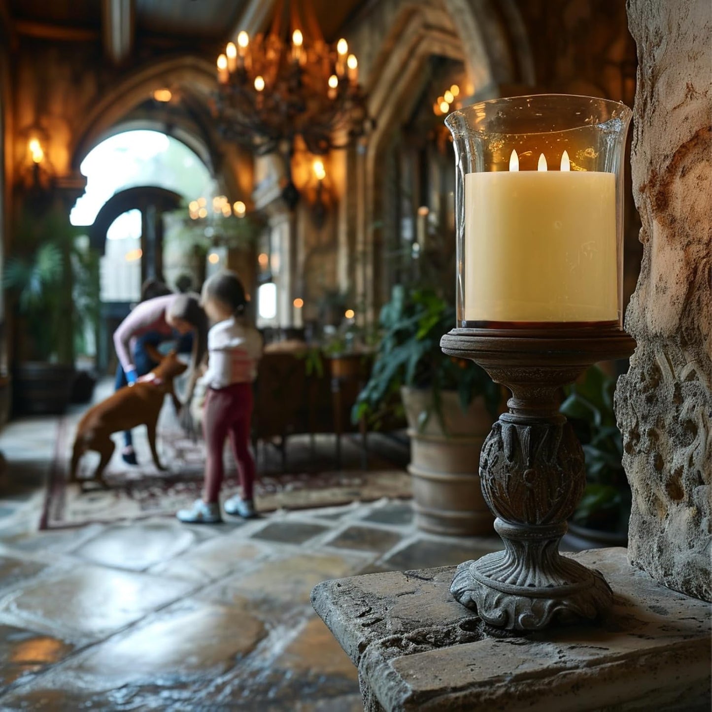 Amagic 3 Wick Extra Large Flameless Pillar Candles with Timer Remote, Ivory | 6"x6" Real Wax Battery Operated LED