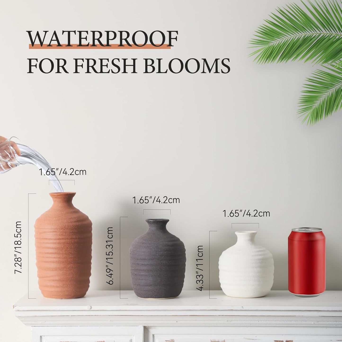 Ceramic Vase Decorative Vase / 03-short-brown / Set of 3