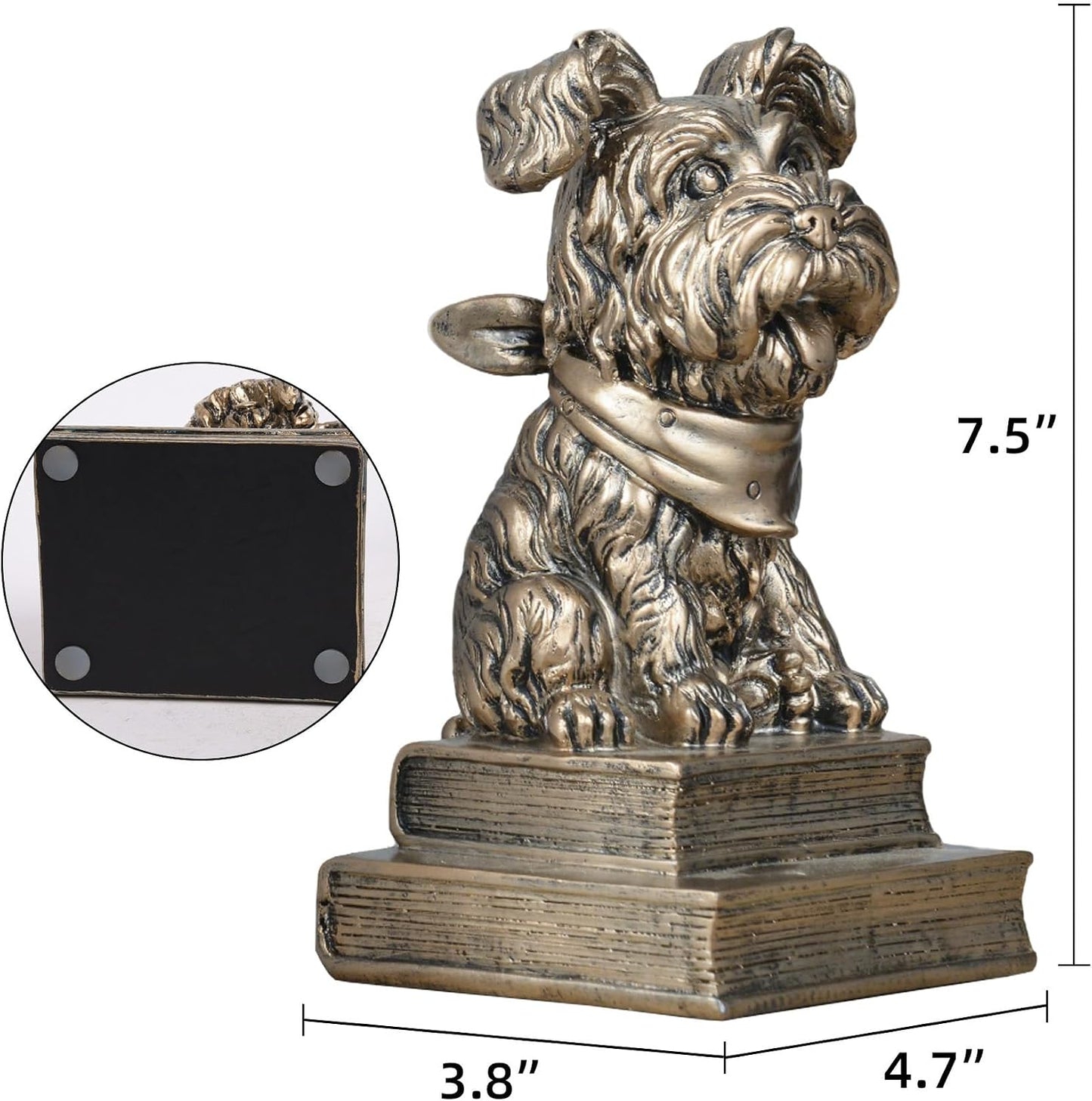 Vintage Antique Dog Bookends / Gold