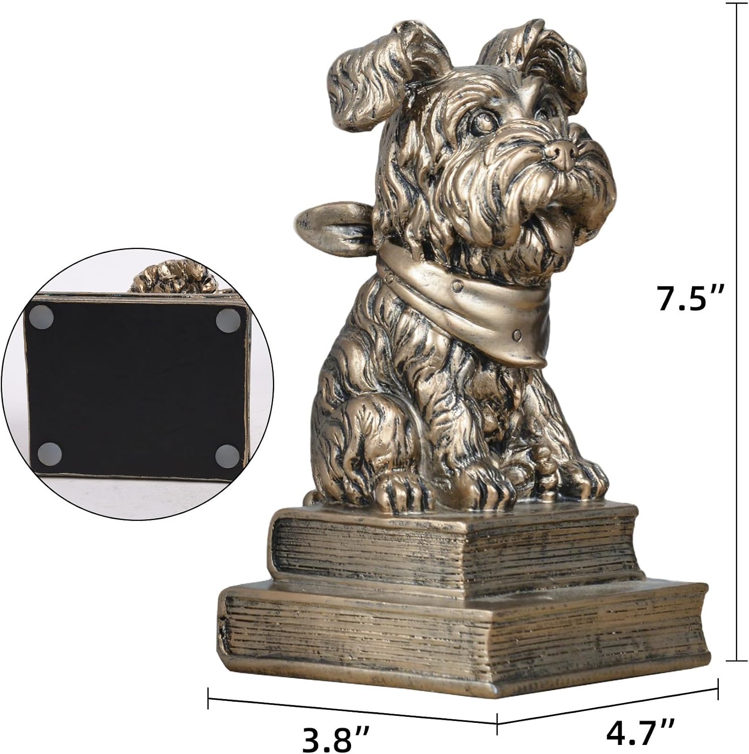 Vintage Antique Dog Bookends / Gold