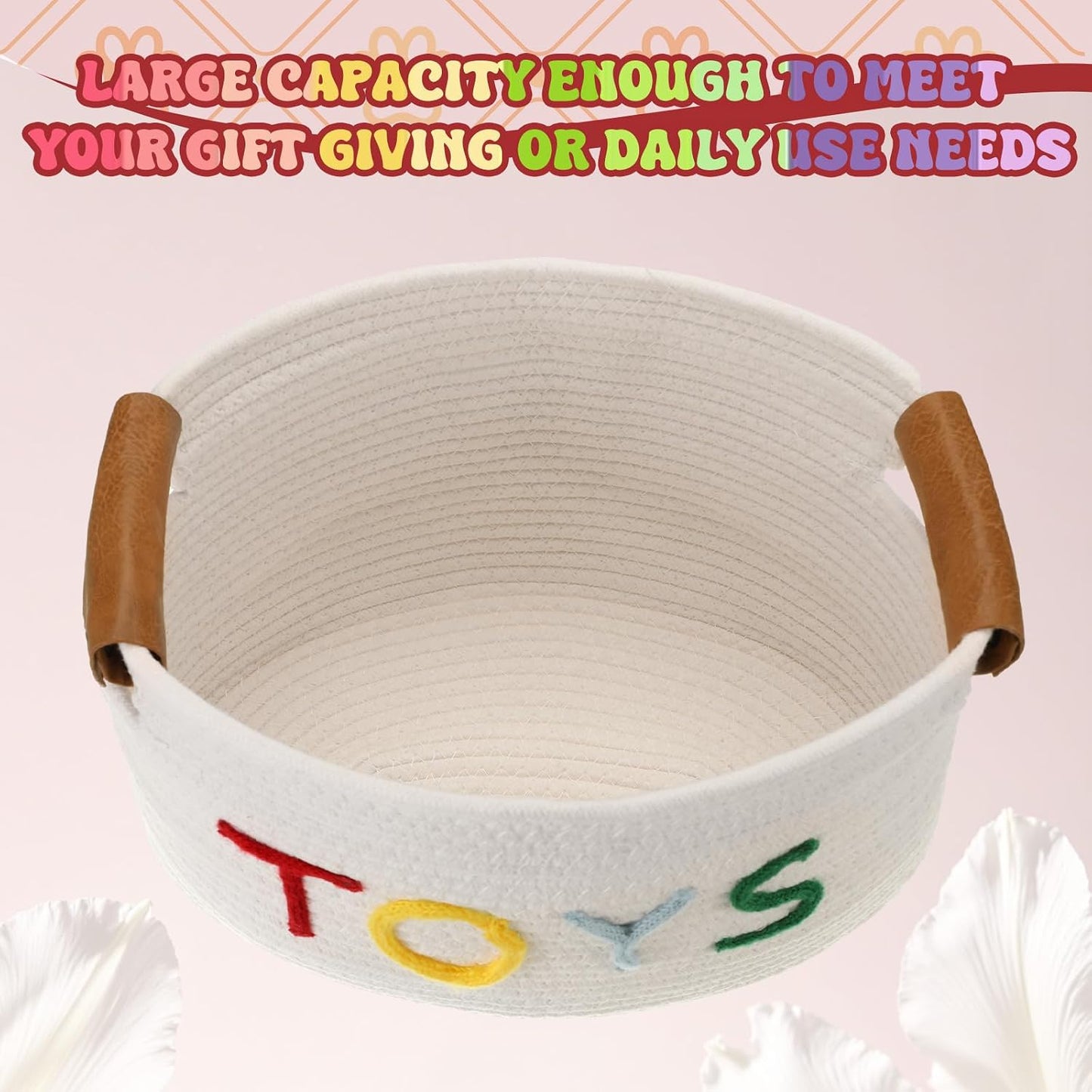 Handles Woven Basket for Stuffers Cotton Rope Storage / Colorful / Toy