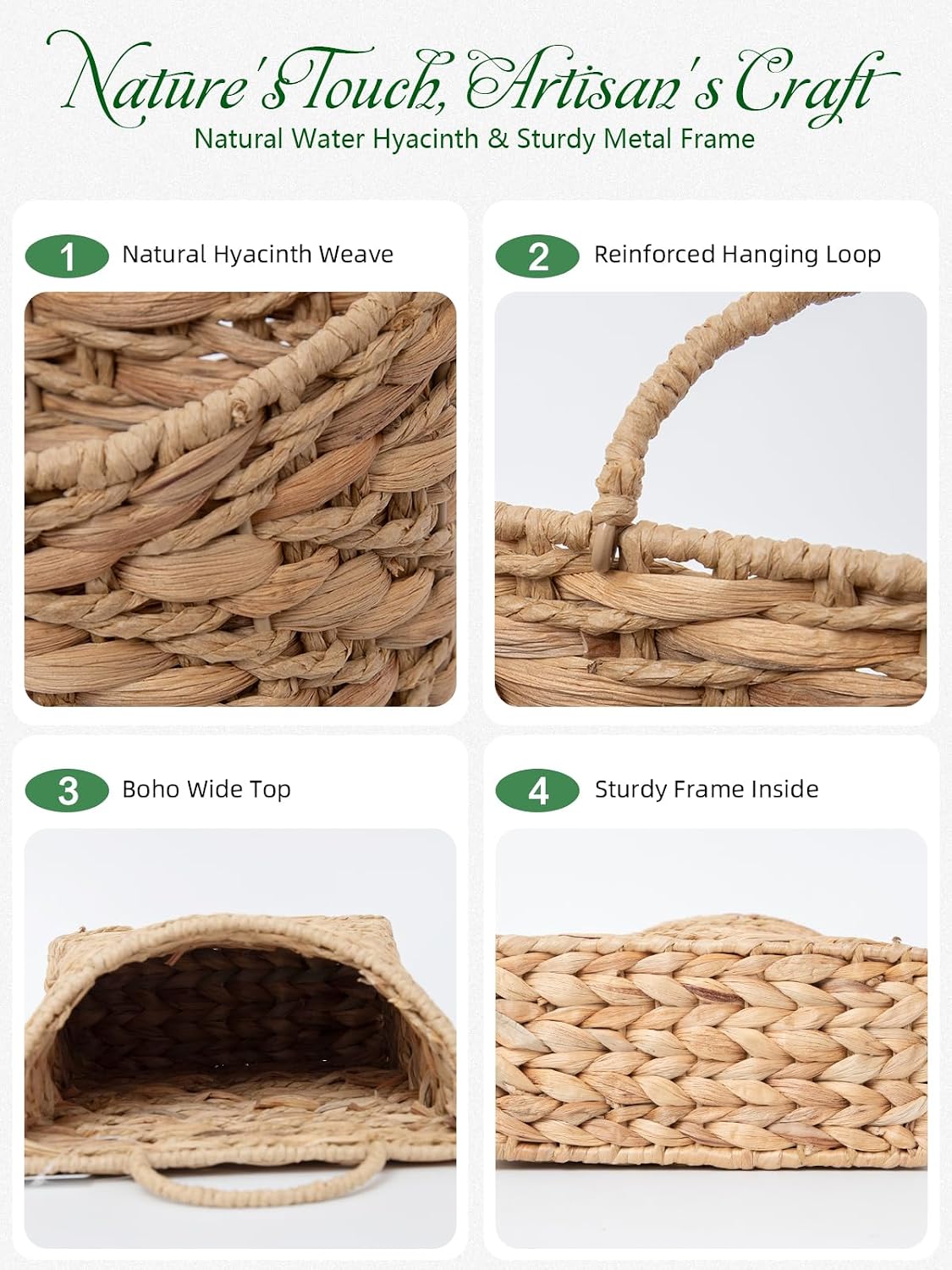 Water Hyacinth Basket for Boho Farmhouse Decor / Bohemian / Natural