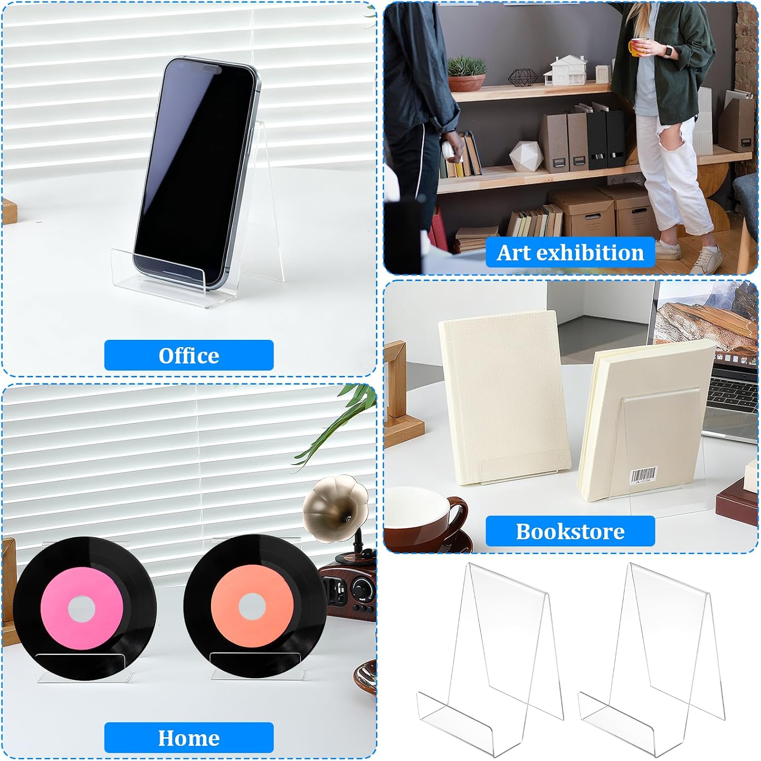 6'' x 4'' Acrylic Book Display Stand Book Stand Easel Tablet Holder / 4 x 6 / Clear / Set of 12
