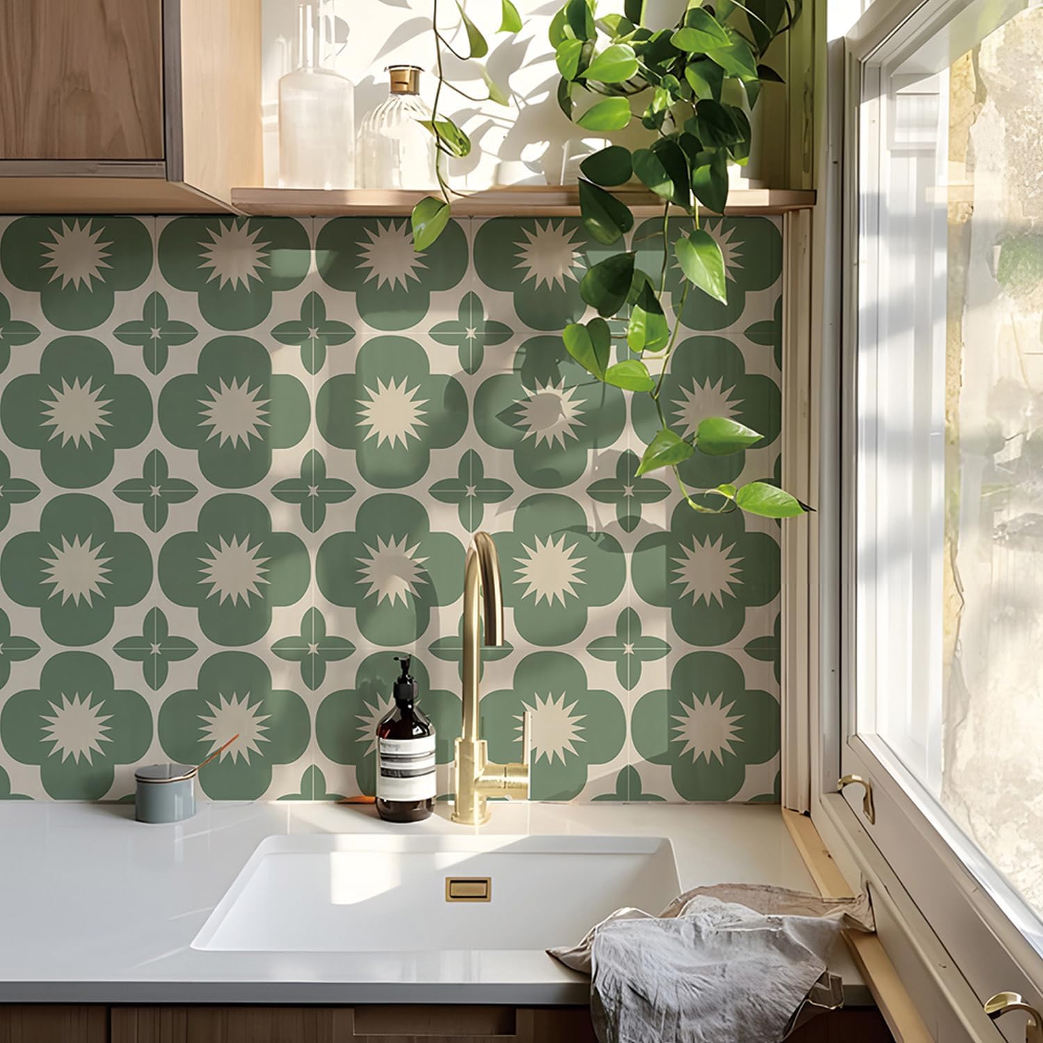Self Adhesive Wall Tile Decal / 7.87 x 7.87 / Set of 10