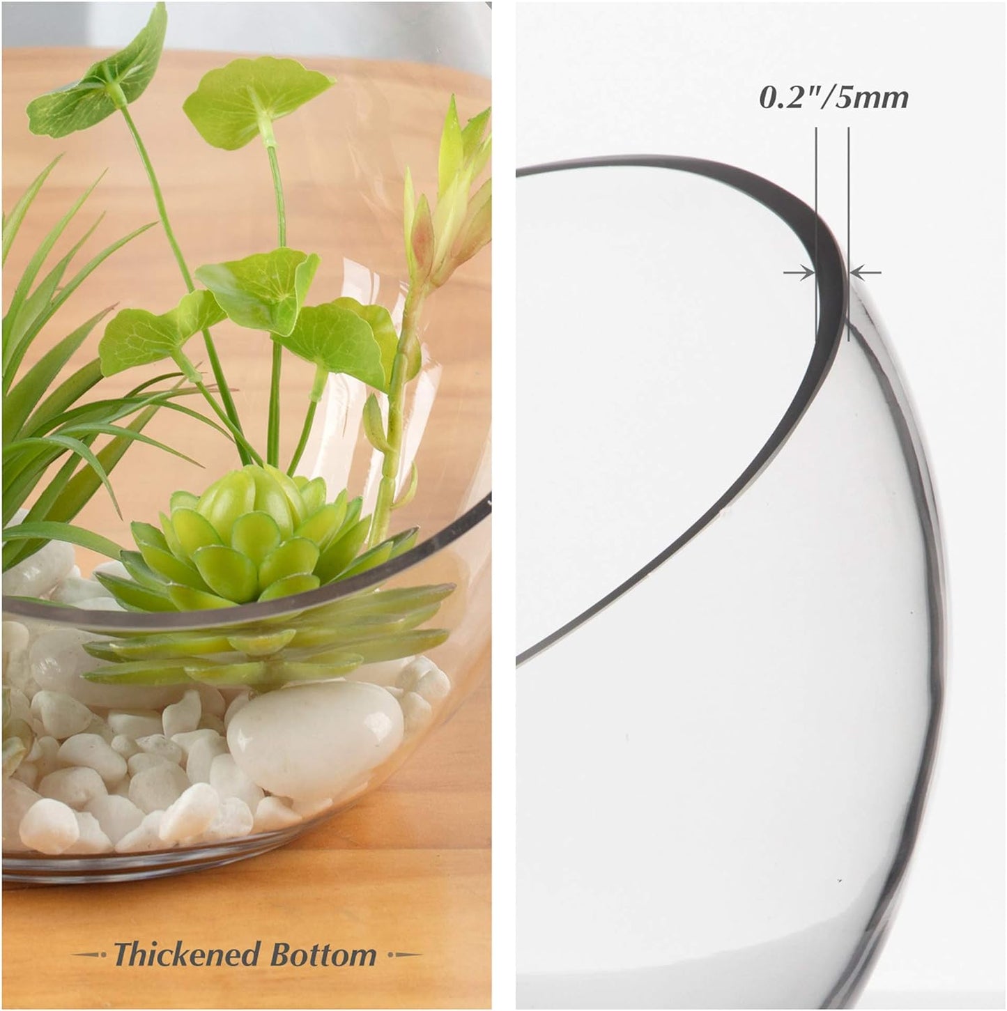 Slant Cut Bowl Glass Vase / Slant Bowl 6"H / Clear / 6 x 2.7