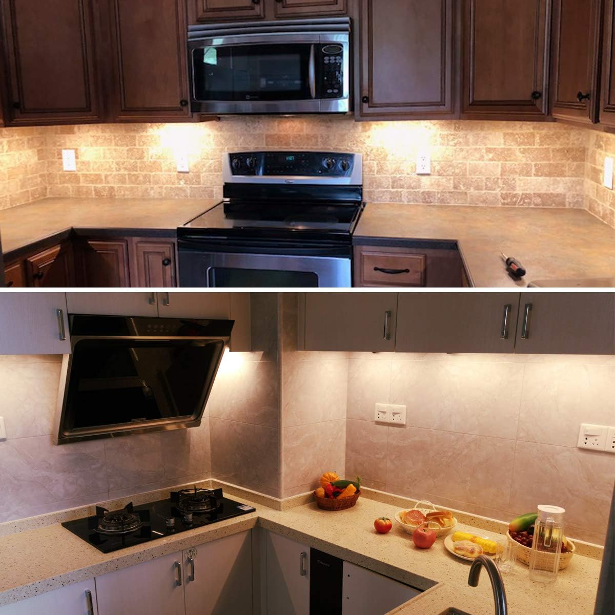 Under Cabinet Lighting Kit, 6 PCS 20 Inches Flexible LED Strips, 24W, 1800 Lumen, Warm White 2700K. Suitable for