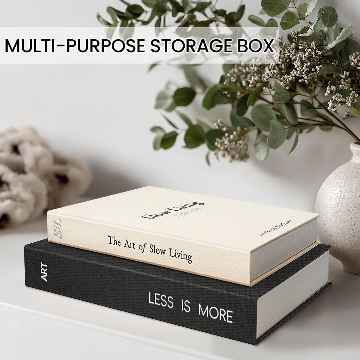 Minimalist Decorative Books / Black-white / Set of 2