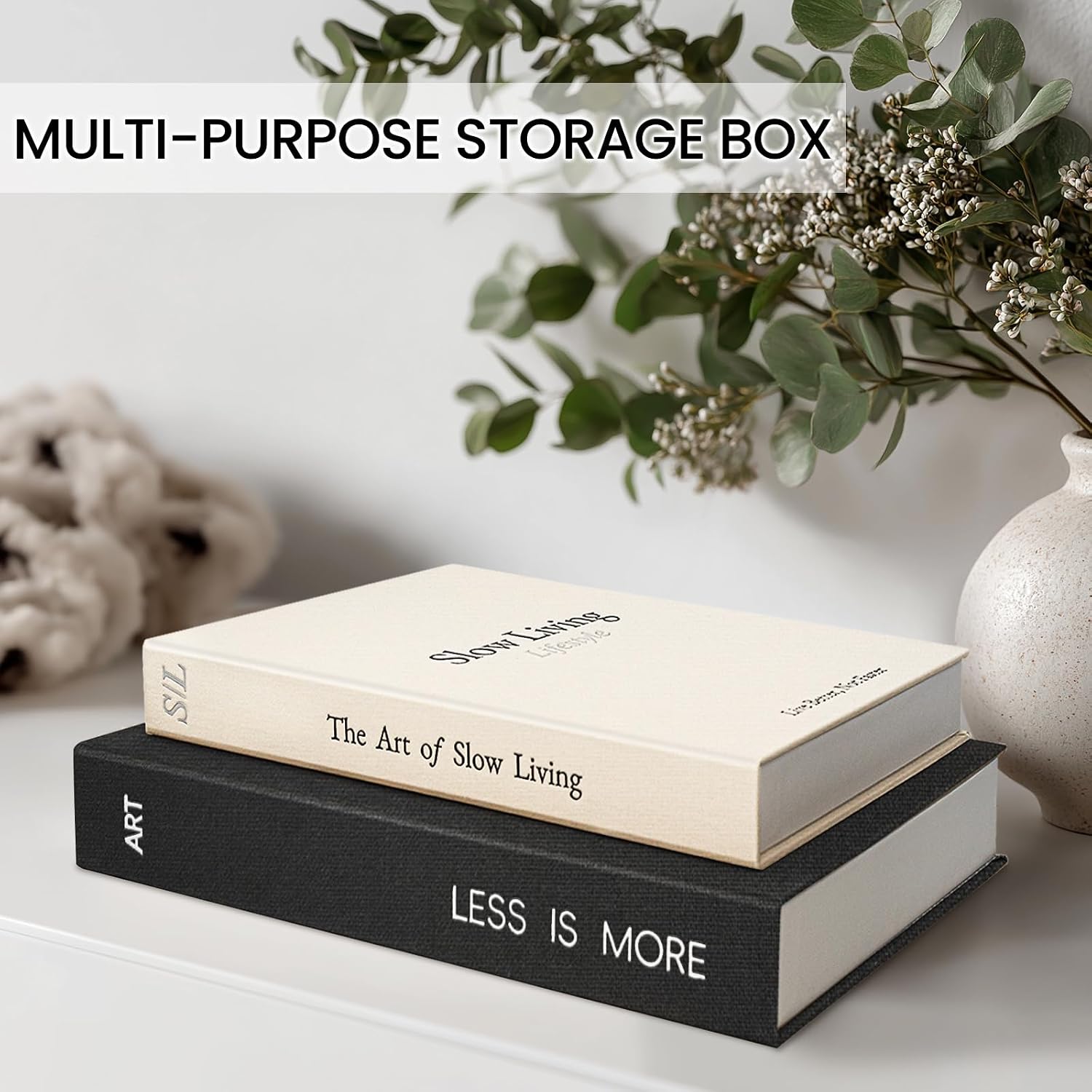 Minimalist Decorative Books / Black-white / Set of 2