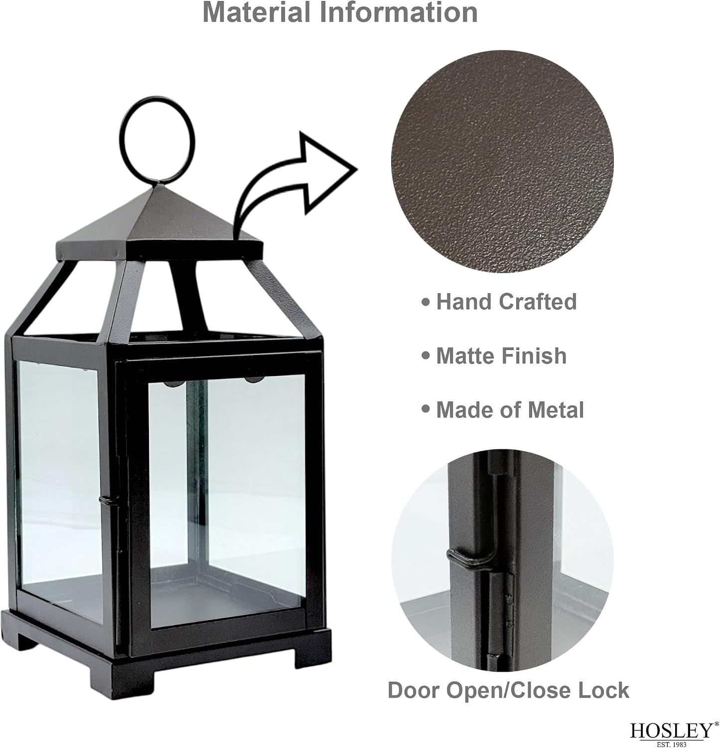 Hosley 12 Inch High Clear Glass and Iron Classic Style Lantern Ideal Gift for Festivities Parties Weddings Aromatherapy