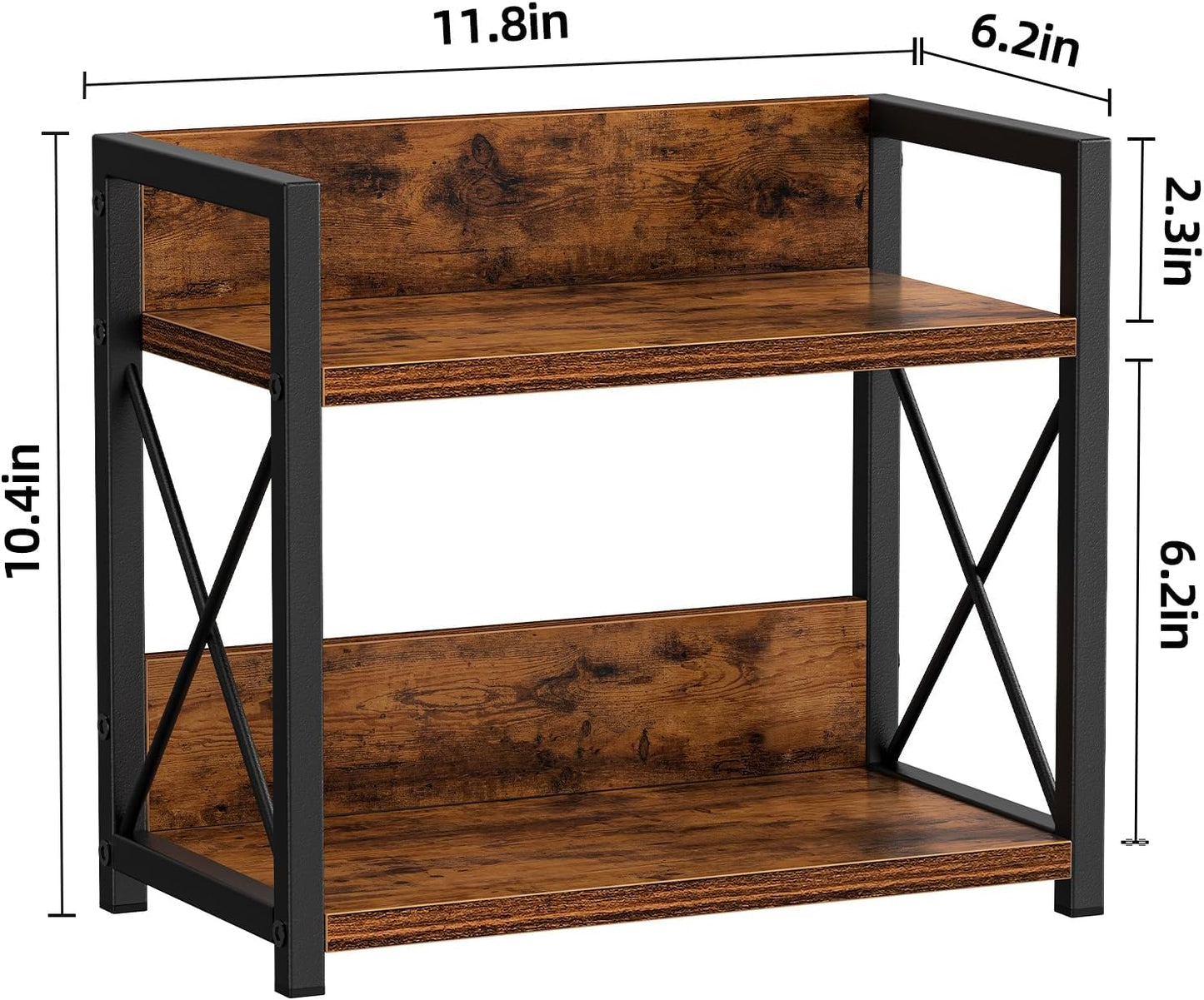 Giikin Countertop Shelf Organizer, 2 Tier Kitchen Spice Rack for Countertop, Wood Coffee Counter Shelf Organizer for