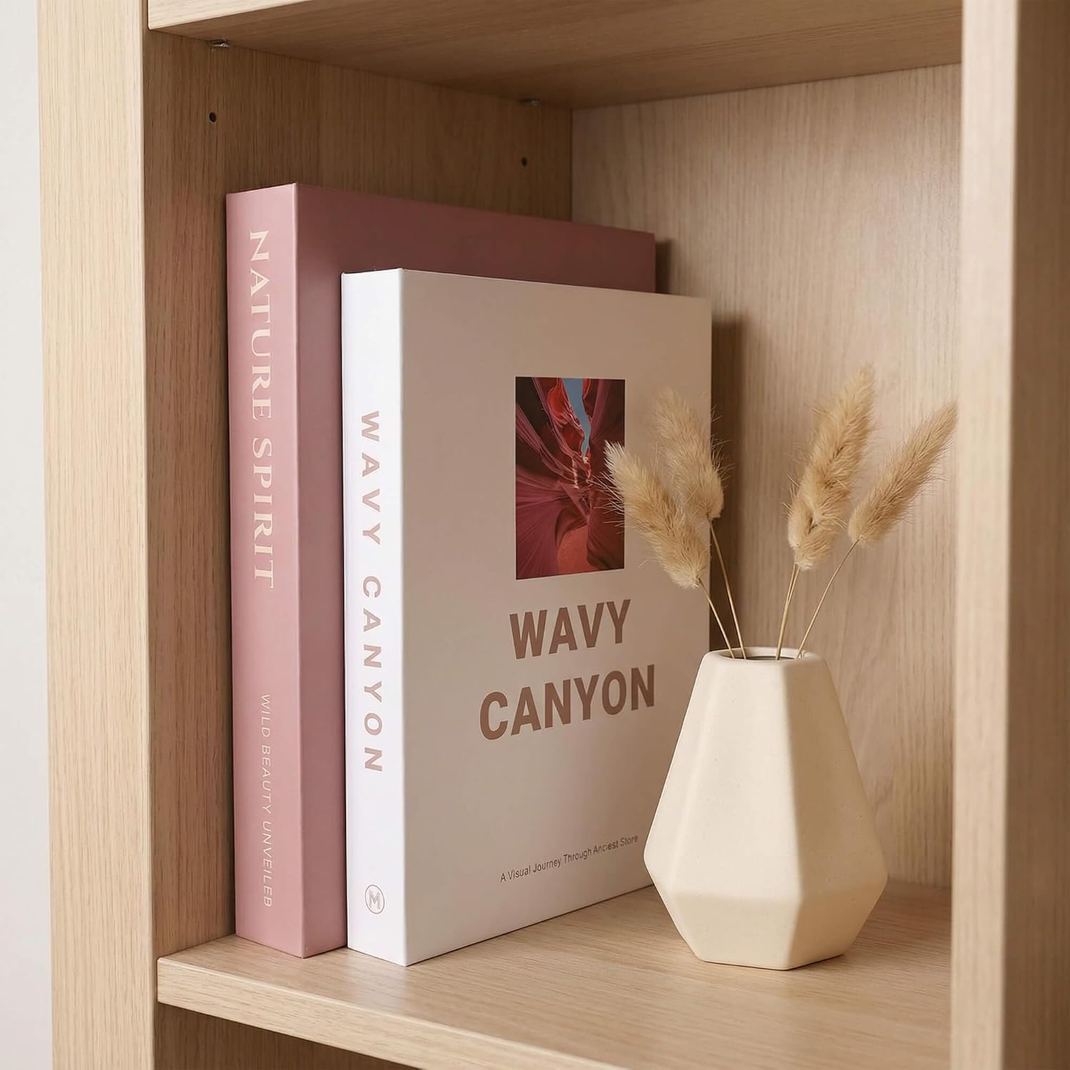 Elegant Decorative Book Boxes / Red-brown & Cream / Set of 2