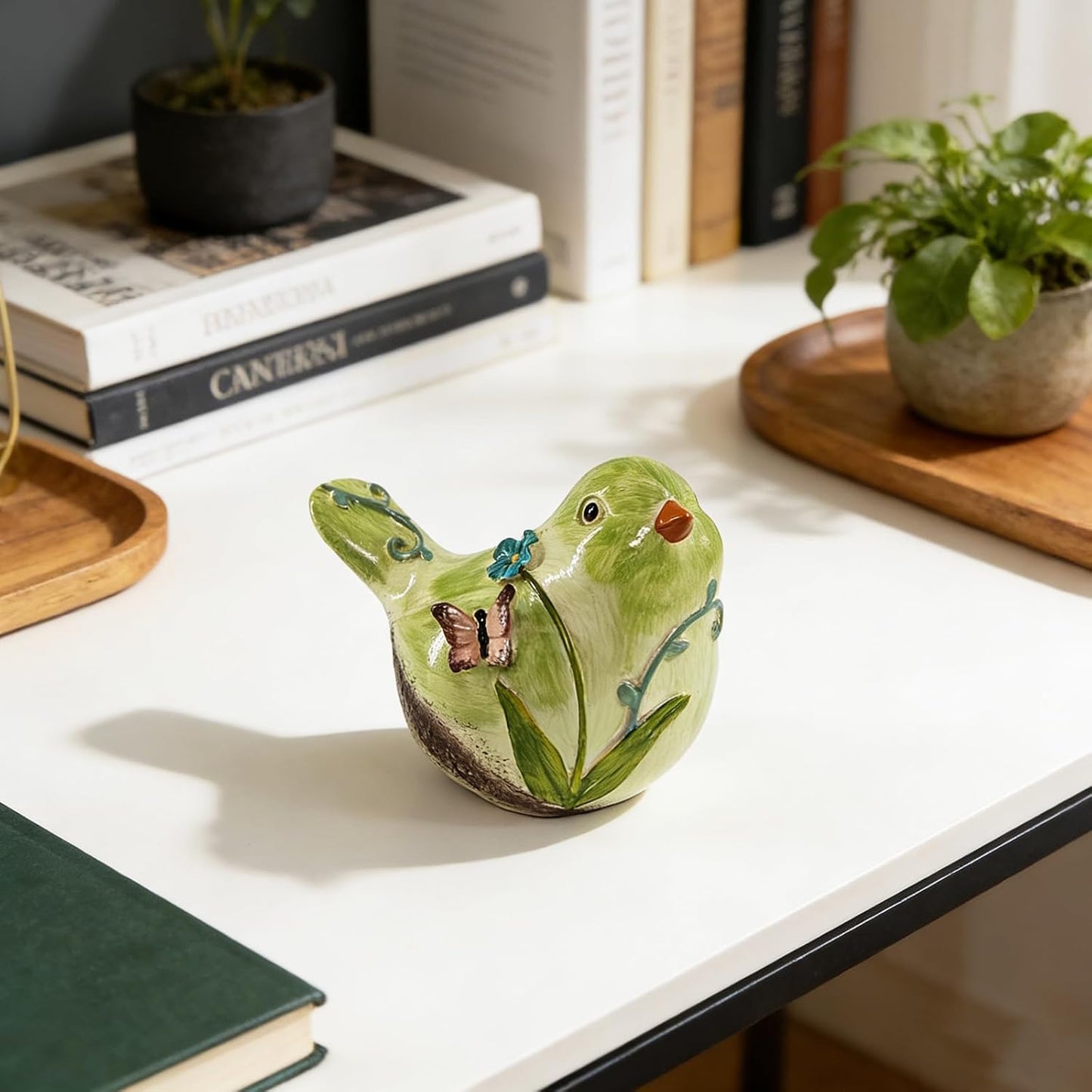 Fresh Grass Bird Figurine / Green