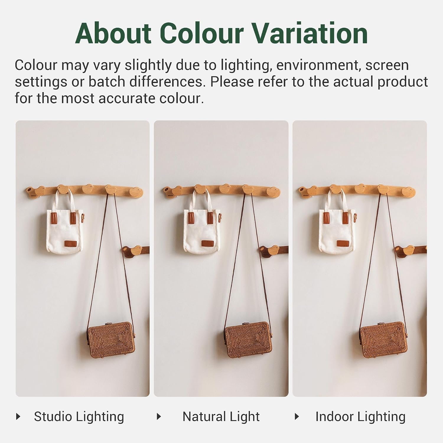 Solid Wood Wall Hooks, Coat Rack Wall Mount Cute for Kids, Entryway Hanging Shelf with 5 Hooks for Hats, Clothes