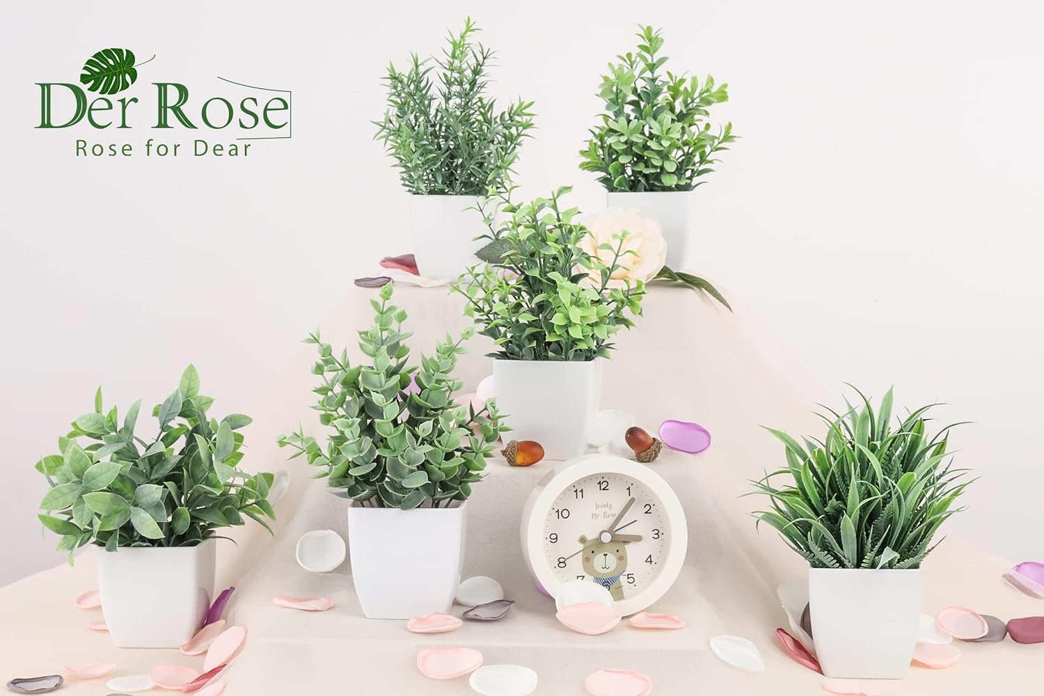 Fake Plants Small Artificial Plants Faux Plants Indoor / Grey / Set of 6