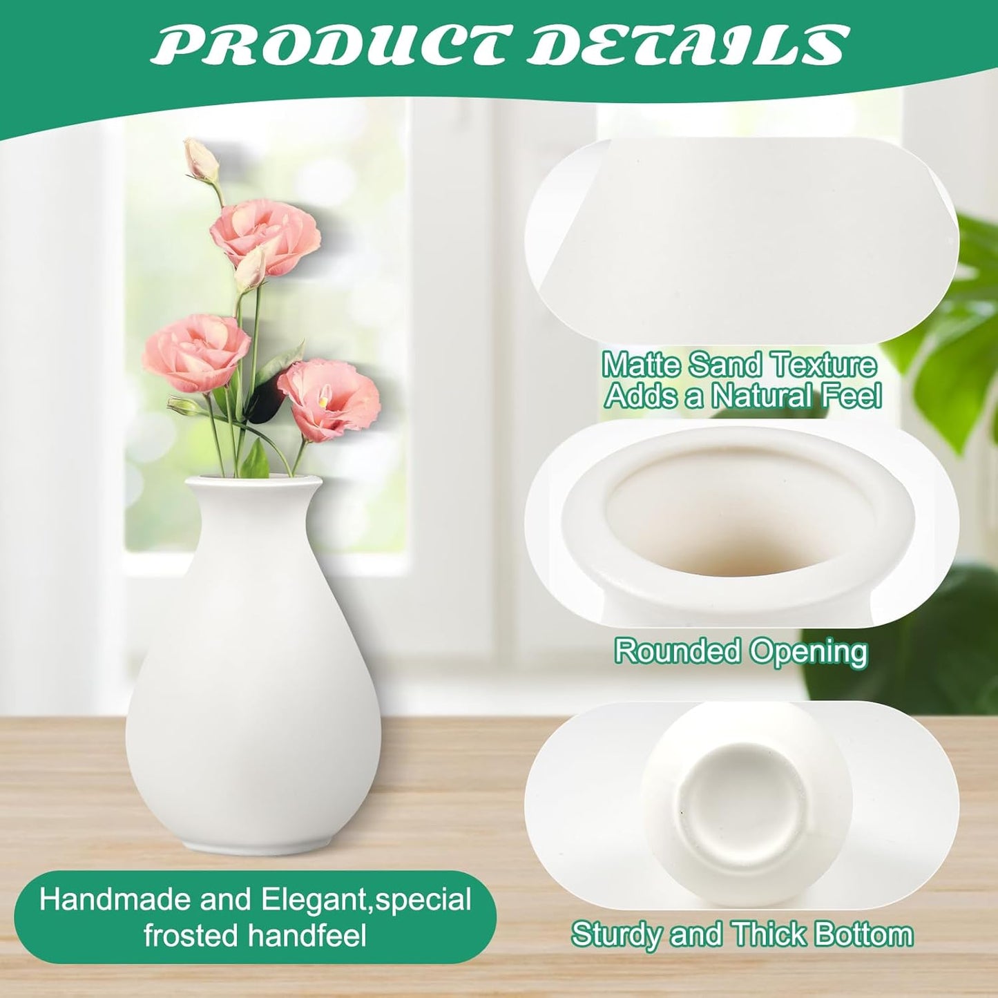 Ceramic Bud Vases Bulk / White / 3.9 Inch / Set of 15