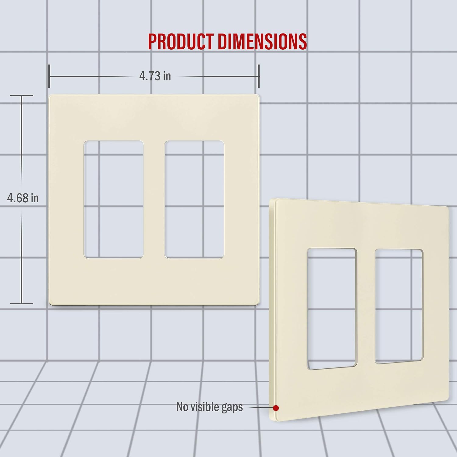ENERLITES 2-Gang Light Almond Screwless Decorator Wall Plate Outlet Cover | 10 Pack, Size 4.68" x 4.73", Fits light