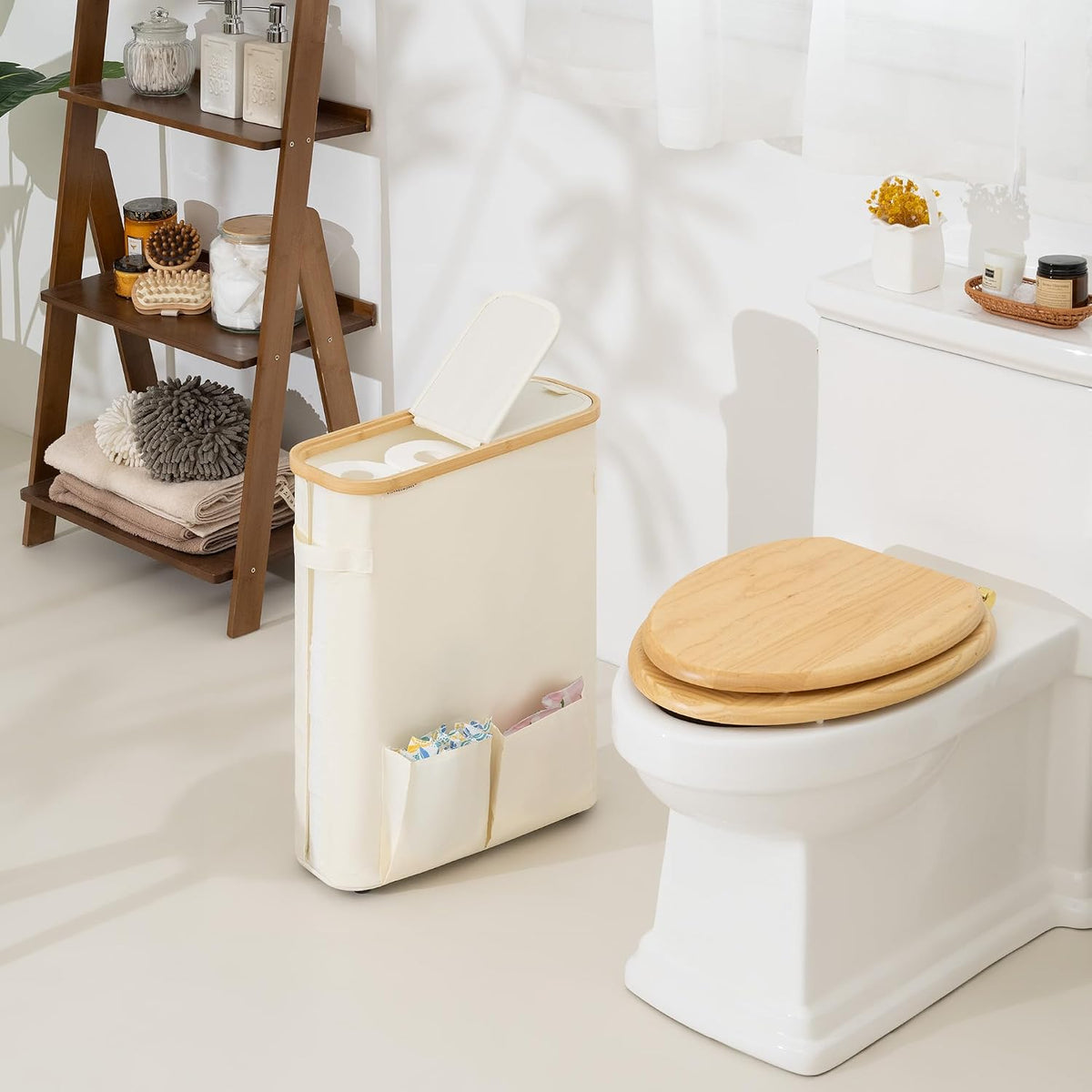StorageWorks Toilet Paper Storage Baskets with Dual Flip Lids, Toilet Paper Organizer for Bathroom, Toilet Paper