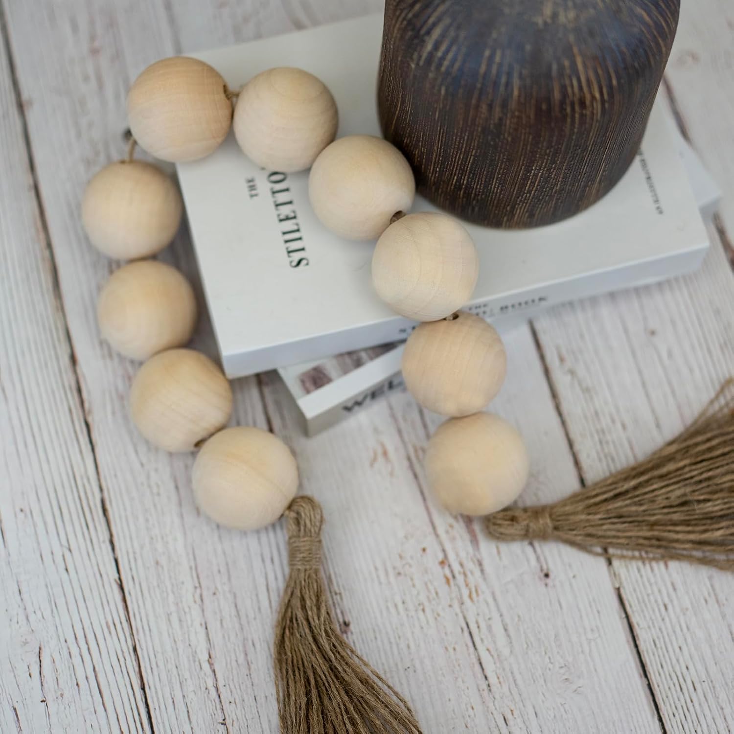 Wooden Garland / Extra Large Wood Bead Garland / 32 Inches / Natural