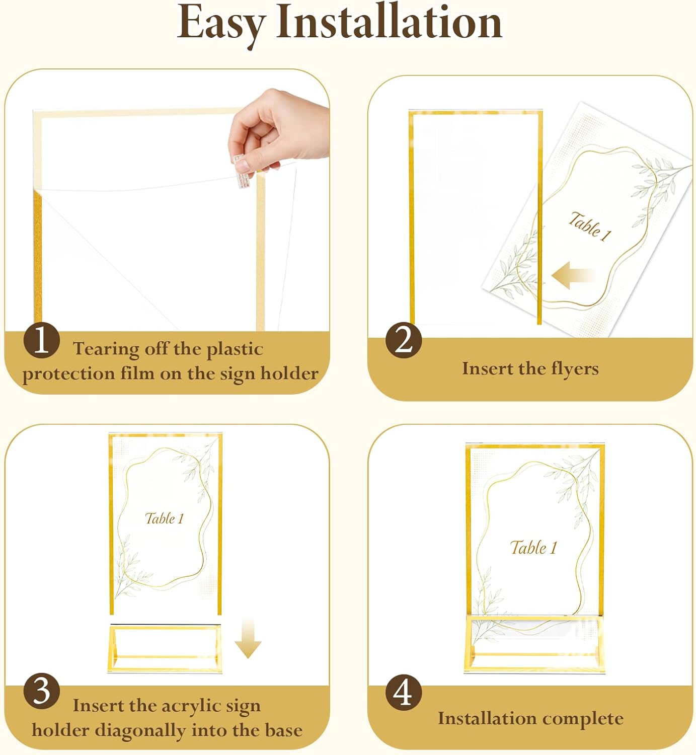 Acrylic Sign Holder / Gold / 4 x 6 / Set of 12
