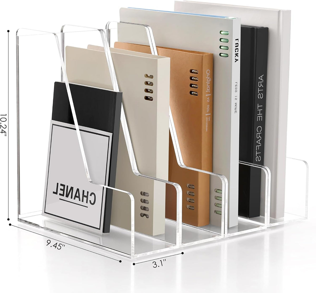 SANRUI 4 Pack Vertical File Holder, Acrylic Desk Organizer Magazine File Sorter for Magazines, Binders, Notebooks
