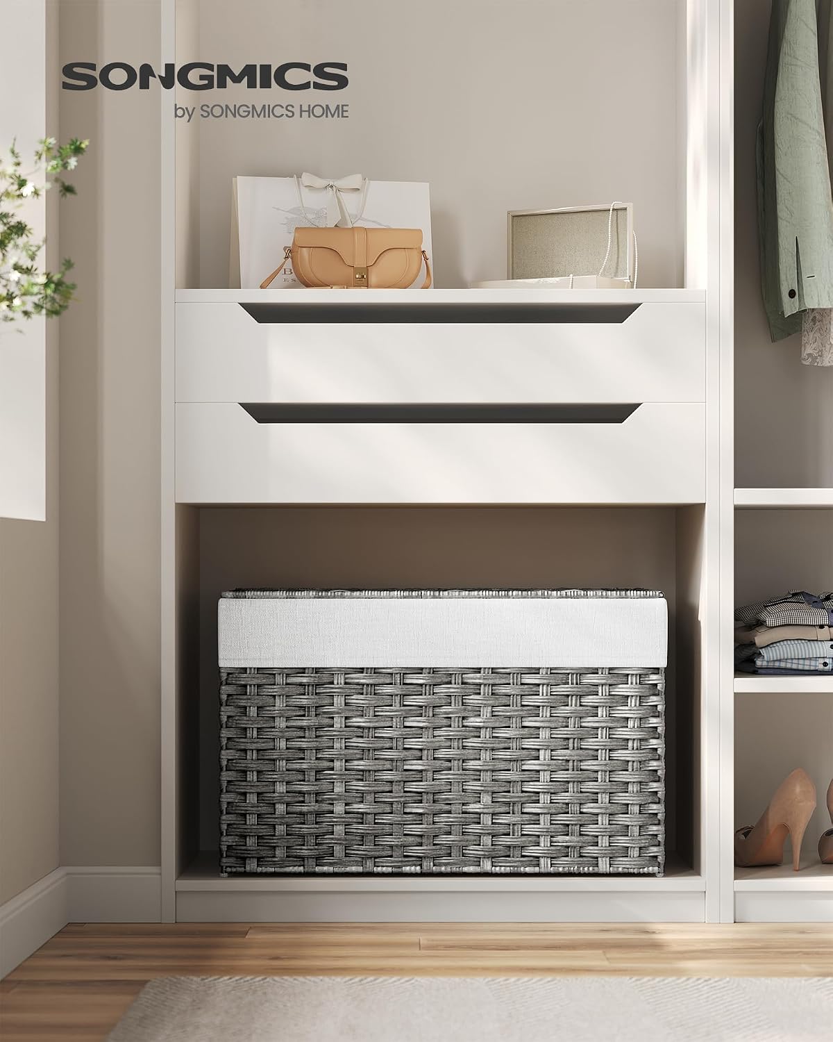 Metal Frame / Woven Blanket Storage Bin / 105 L / Gray