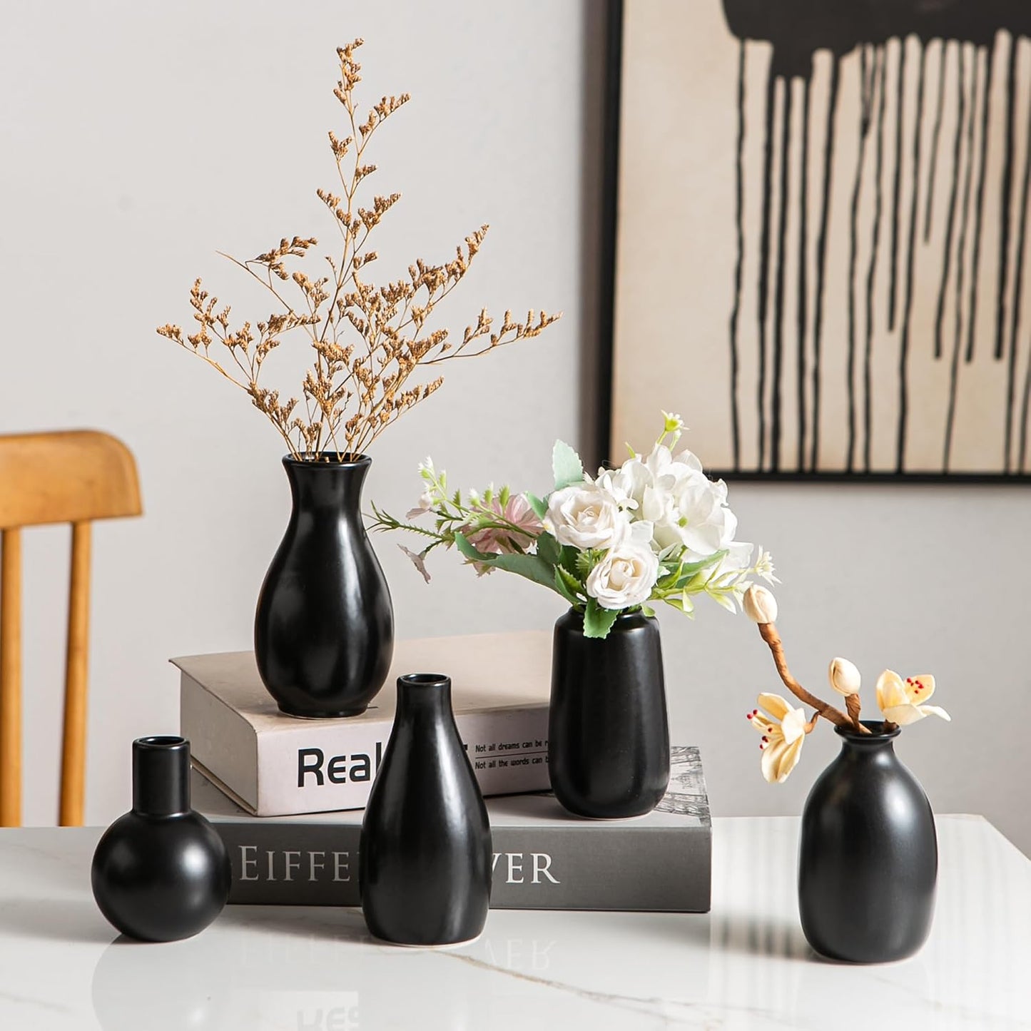 Ceramic Bud Vases / Black Ceramic Vases / Set of 12