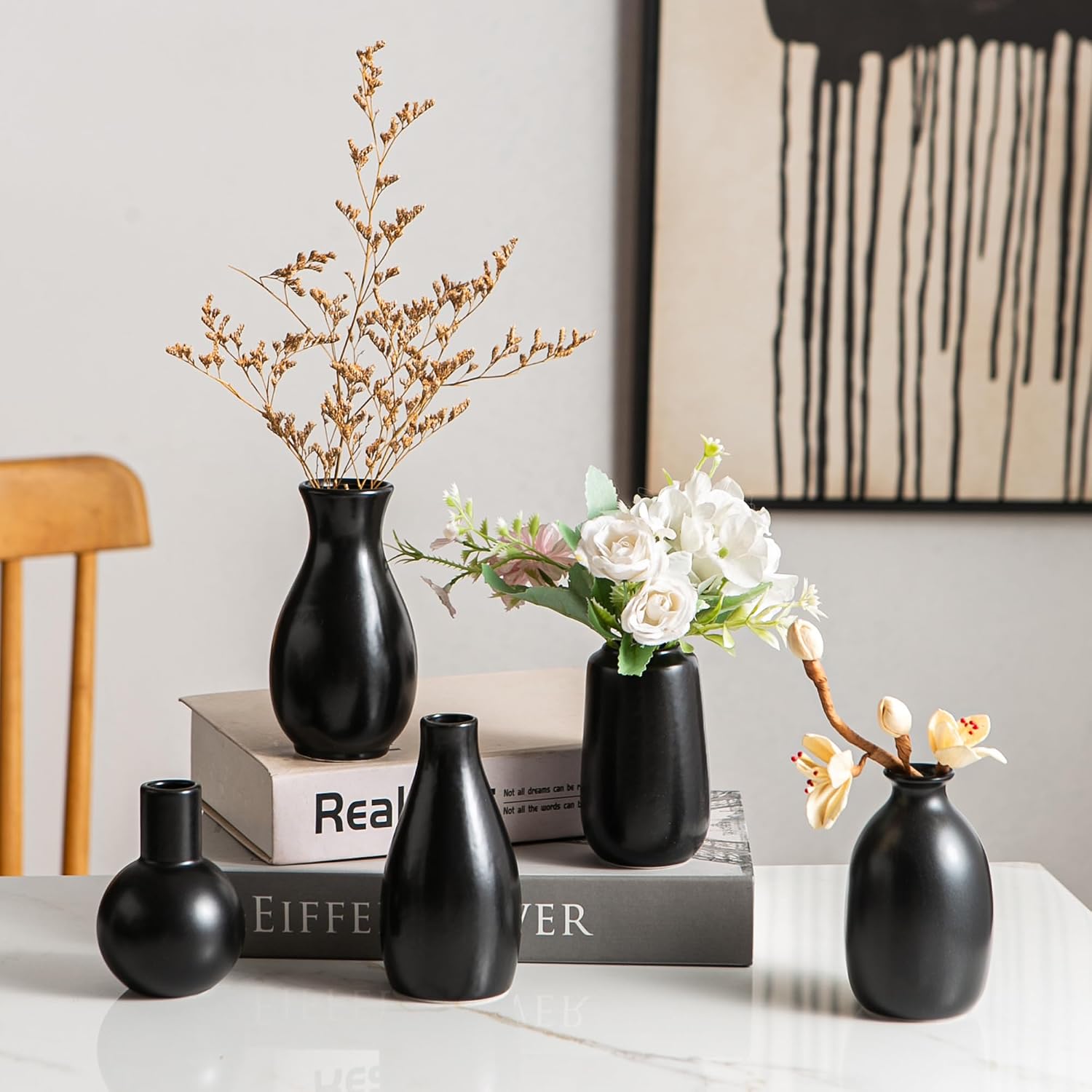 Ceramic Bud Vases / Black Ceramic Vases / Set of 12