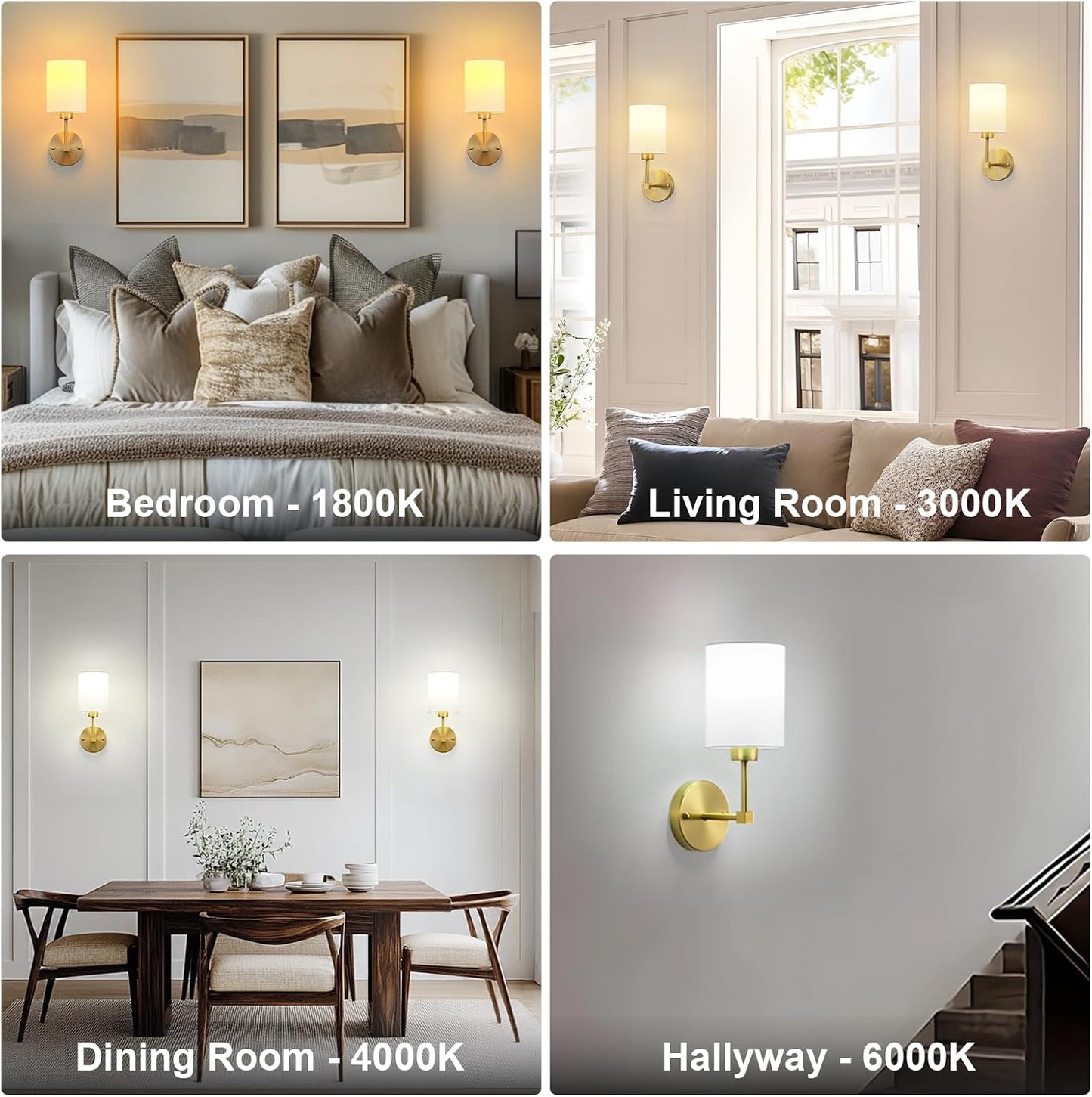 KARTOOSH Battery Operated Wall Sconce Set of Two, Dimmable 4CCT, RGB, Timer | Rechargeable Wireless Wall Decor Light