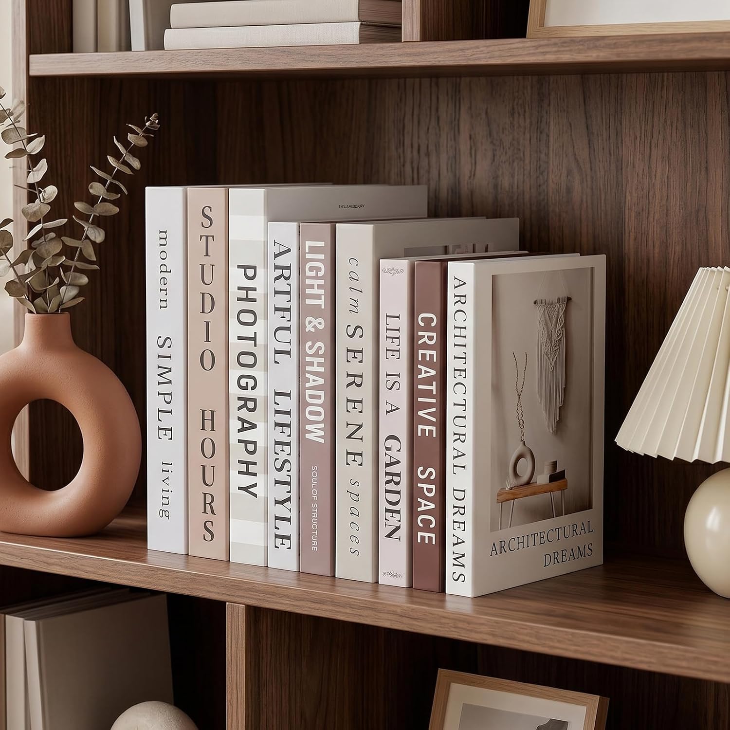 Faux Book Storage Boxes / Brown-beige / 9 Books / Set of 9